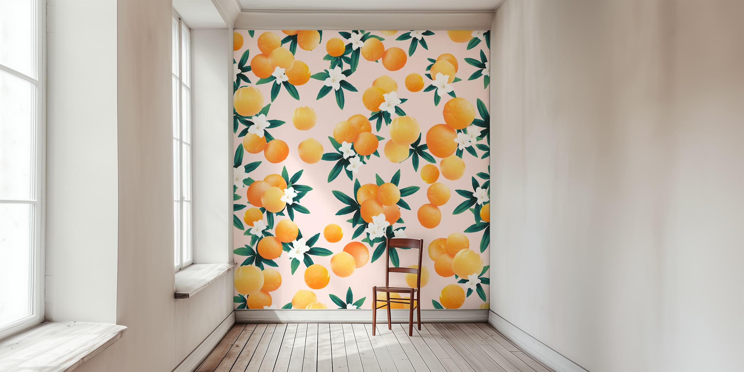 Orange Twist Flower Vibes 7 ja valkoiset kukat kuvio