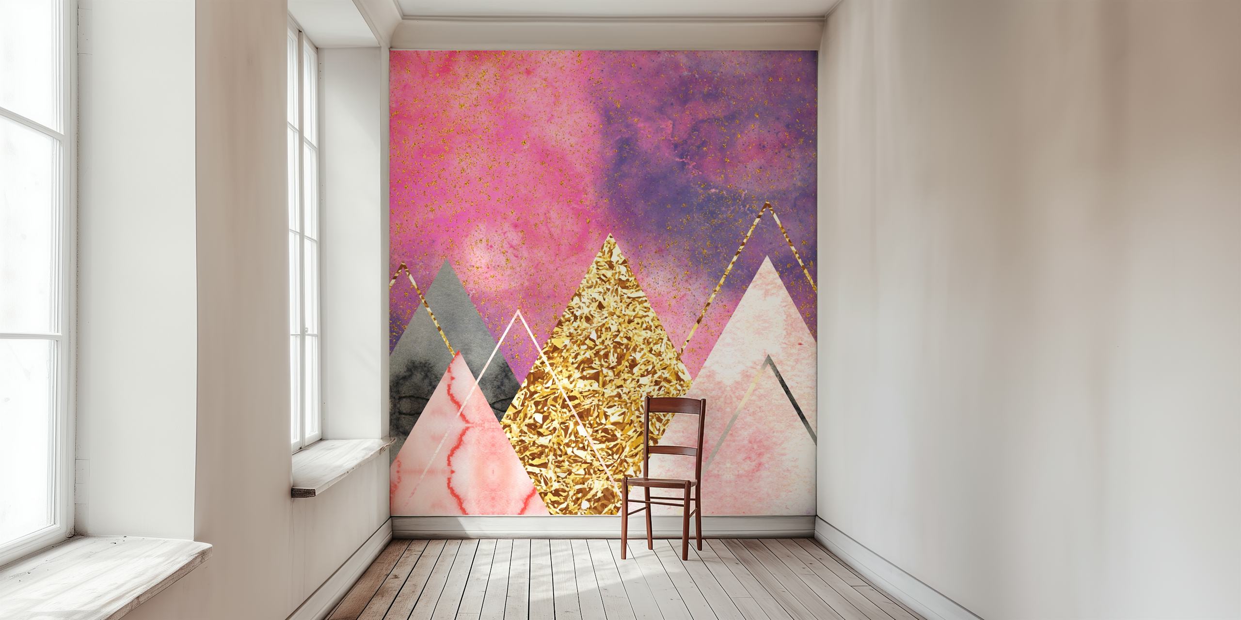 Pink Mountain wallpaper design in a room
