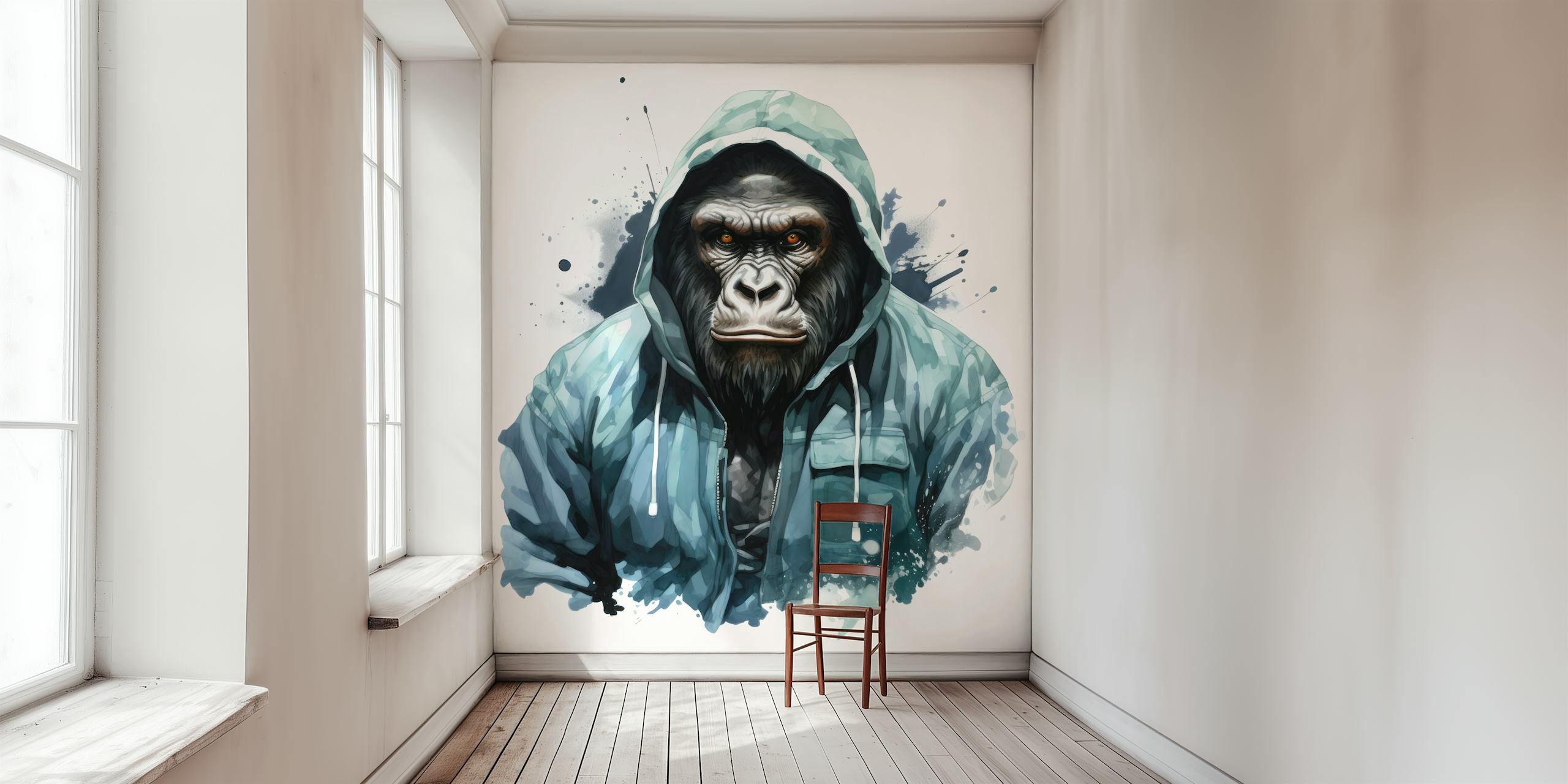 Watercolor Cartoon Gorilla in a Hoodie tapeta