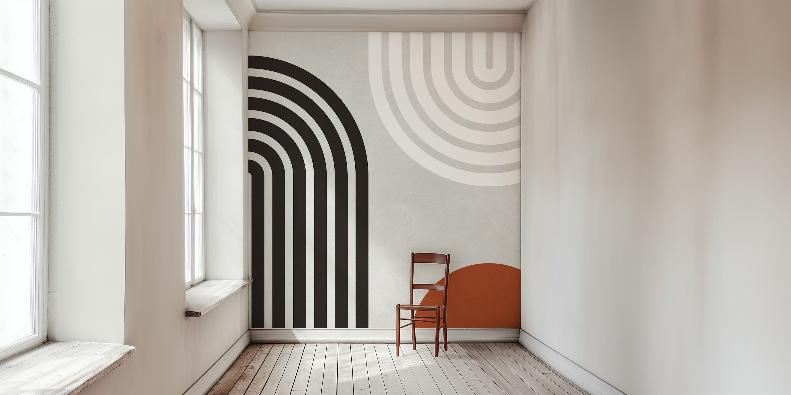Geometric lines and circles tapetti huoneessa