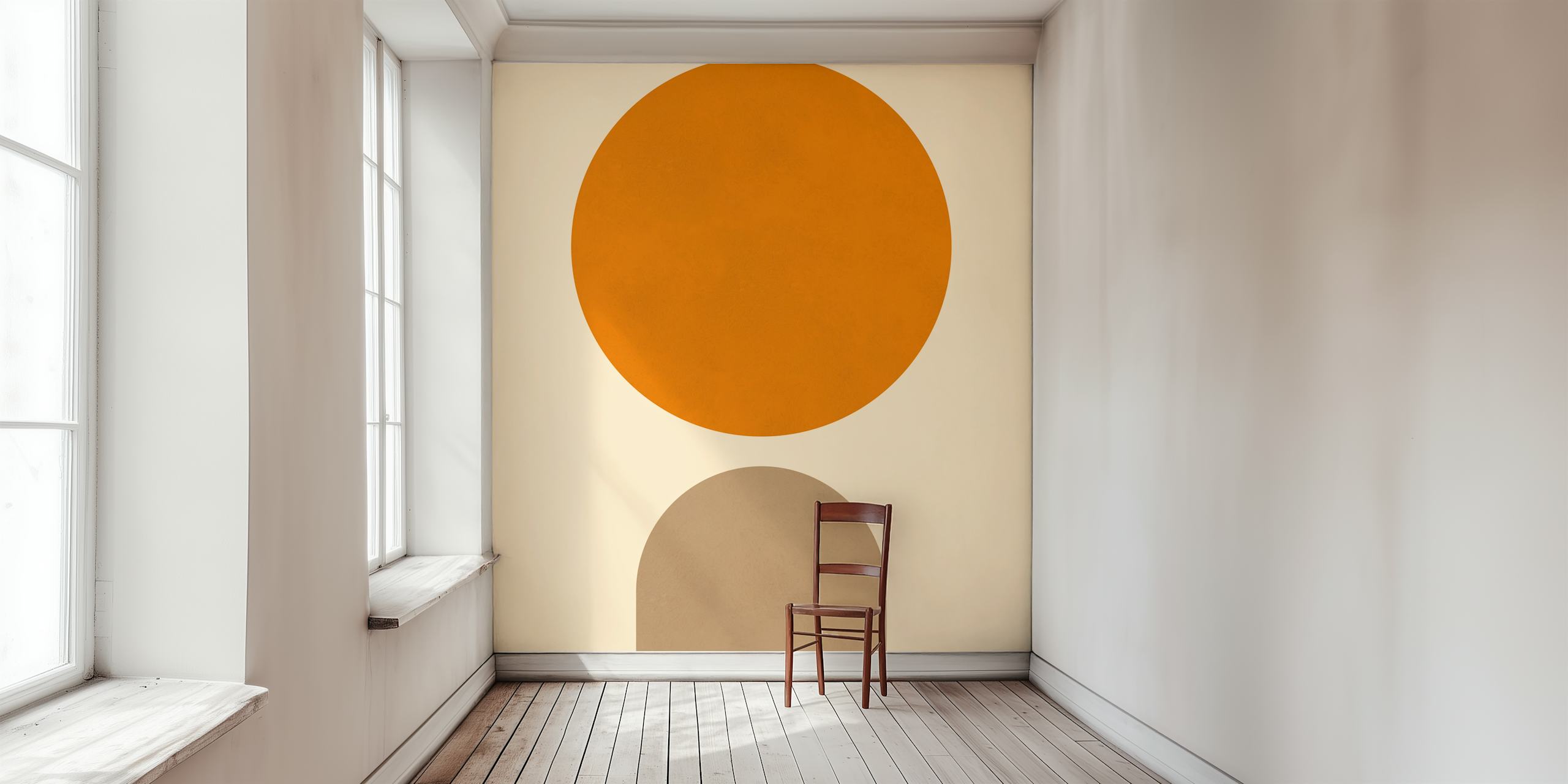 Minimalist wallpaper with orange circle design