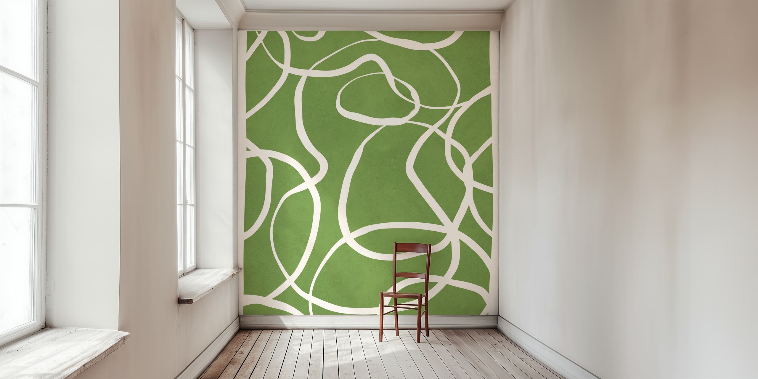 Lines on green background tapetdesign
