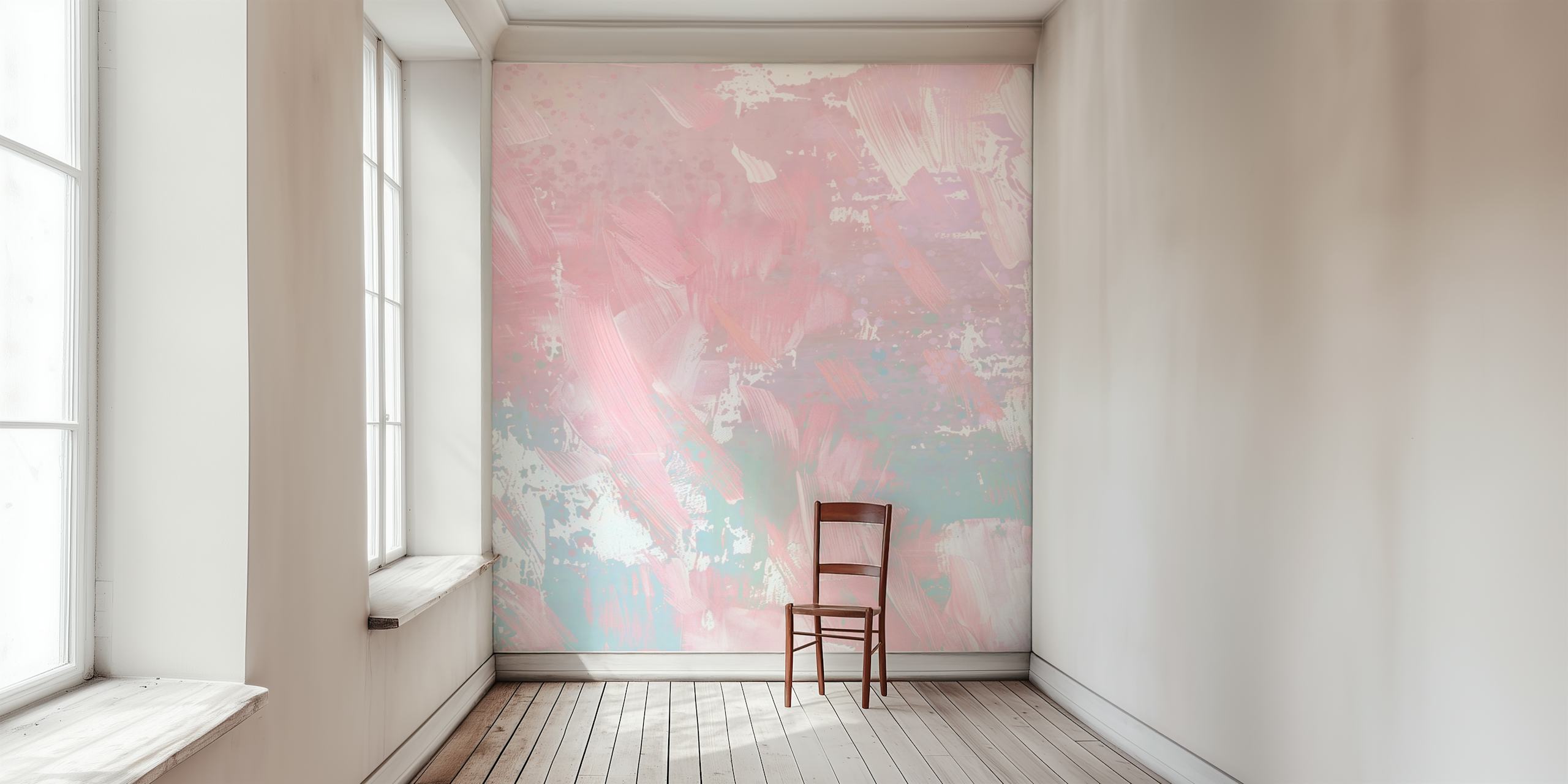 Pastel abstract brushstroke wallpaper featuring light pink and blue hues