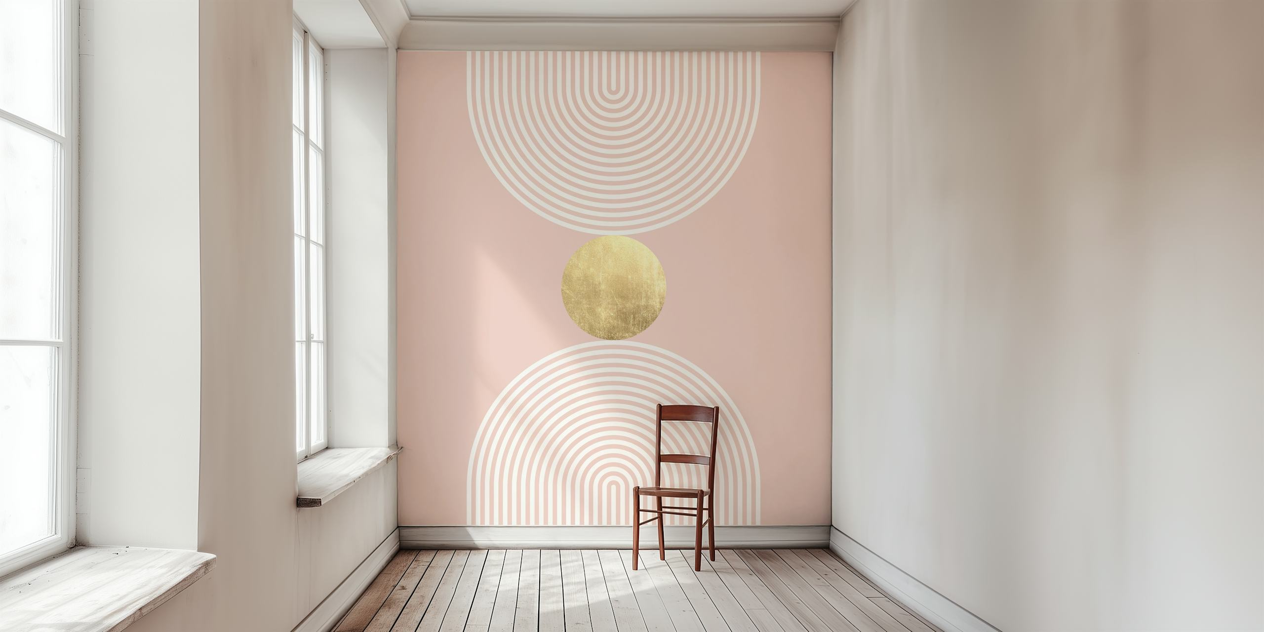 Gold and pink diseño geométrico de papel pintado