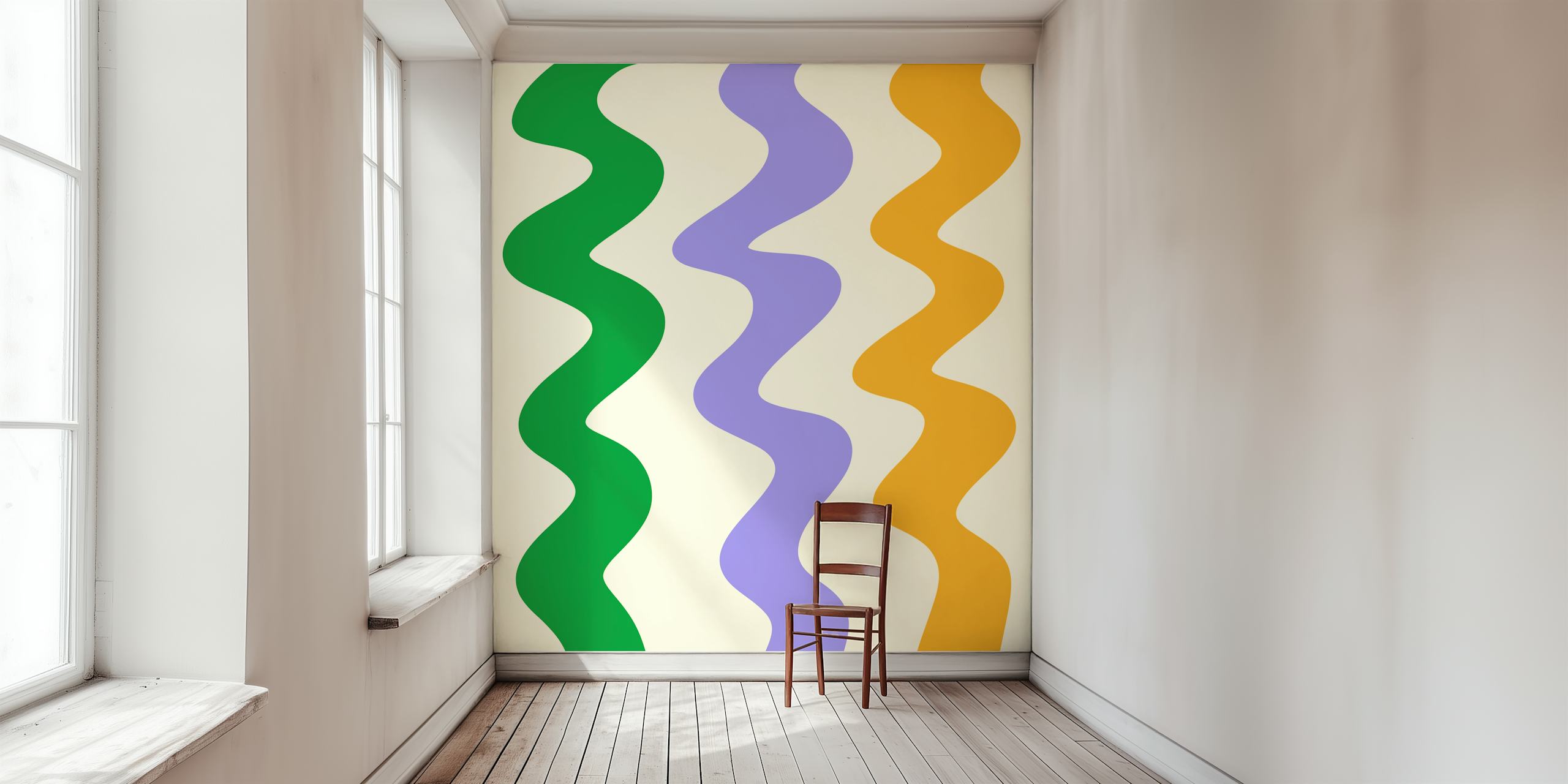 Squiggly lines wallpaper in a room