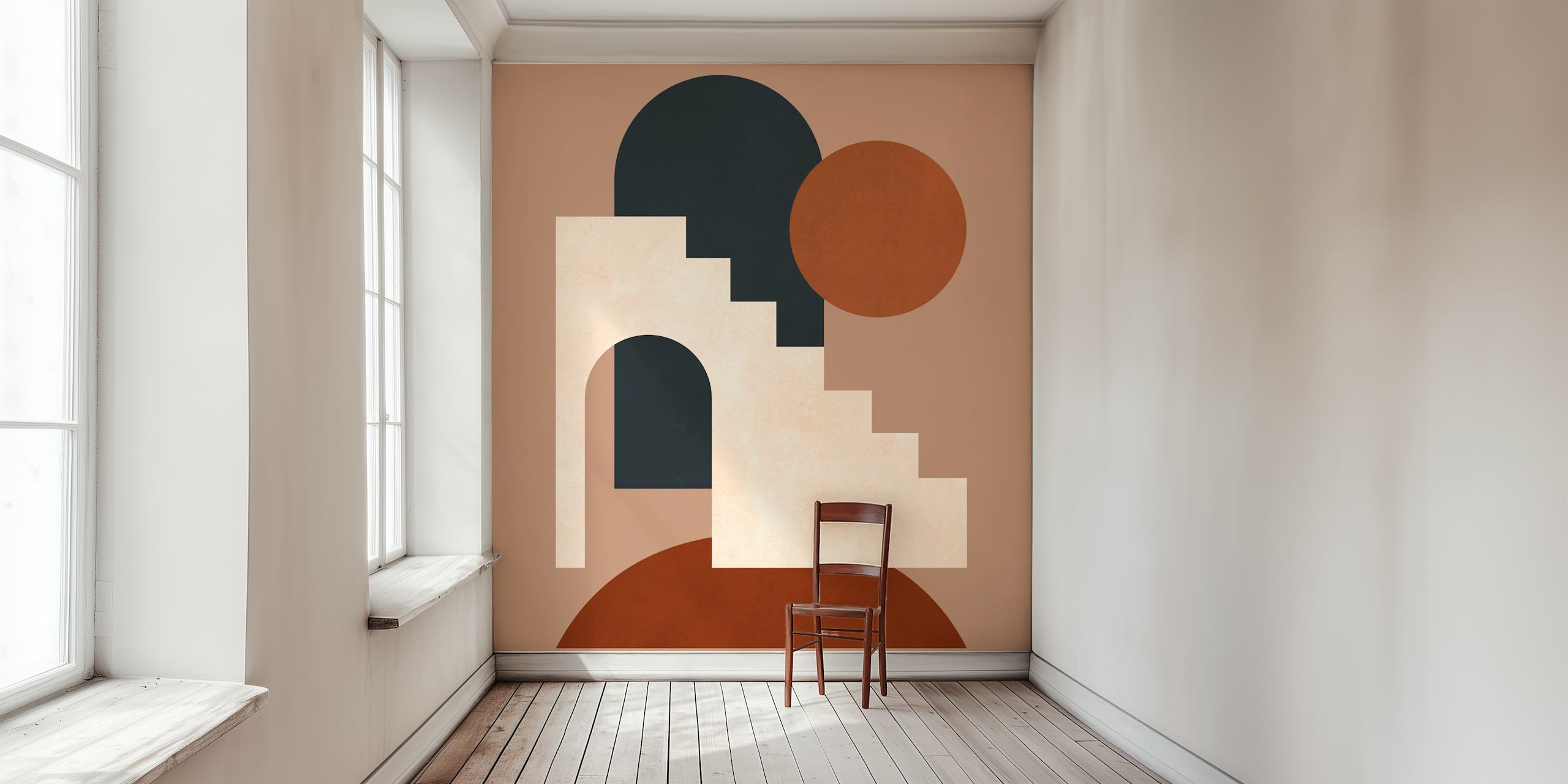 Abstract geometric shapes in earthy colors wallpaper