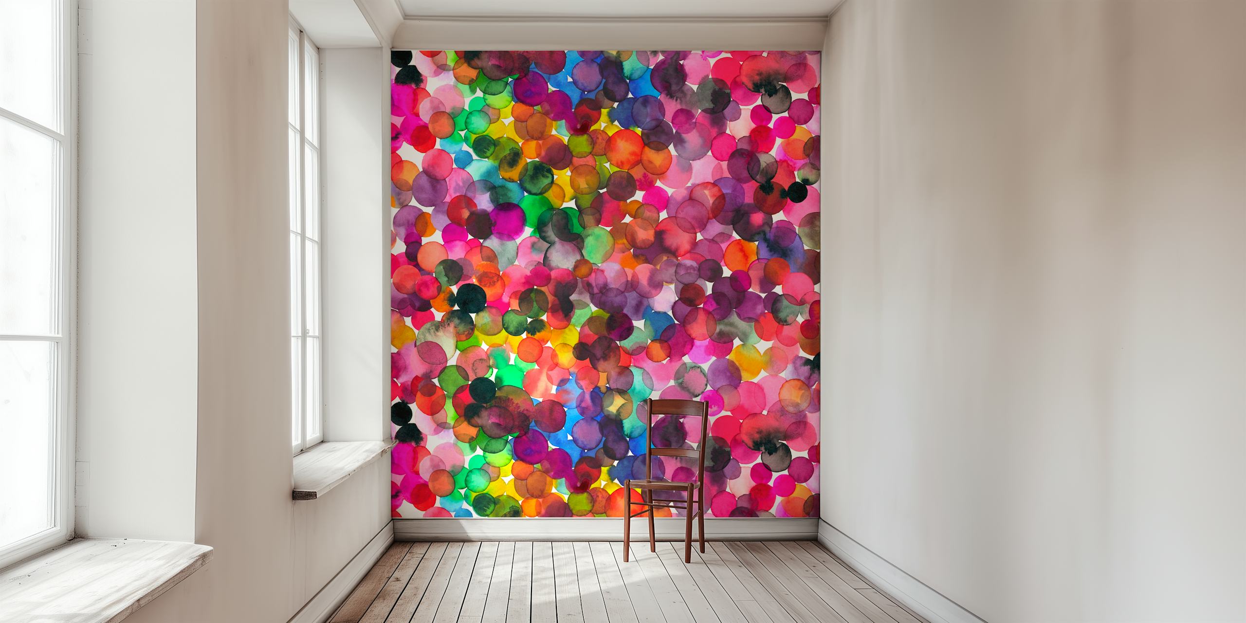 Overlapped Watercolor Dots wallpaper in room
