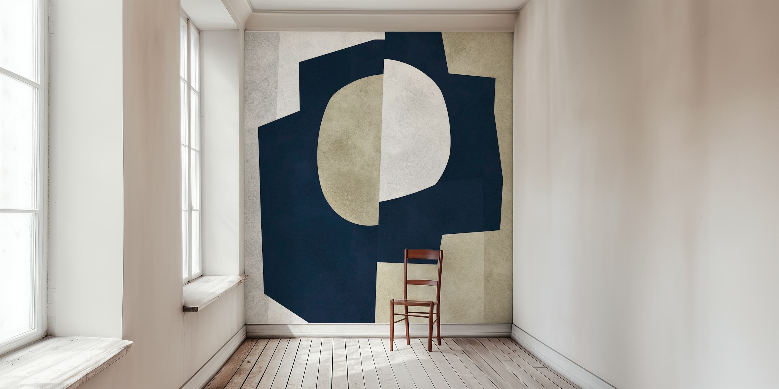 Geometric modern art wallpaper in a room