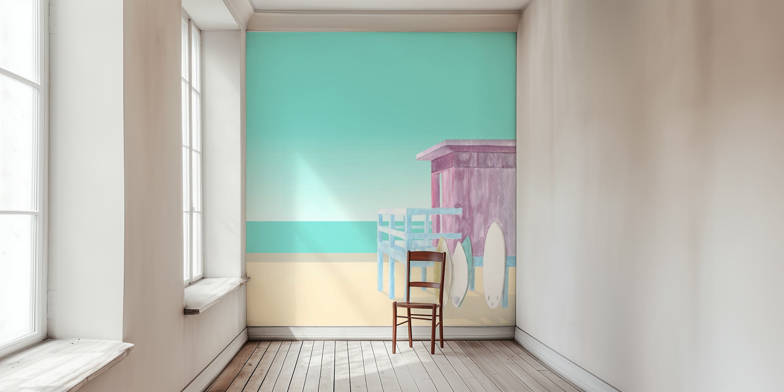 Surfshack wallpaper design in a room