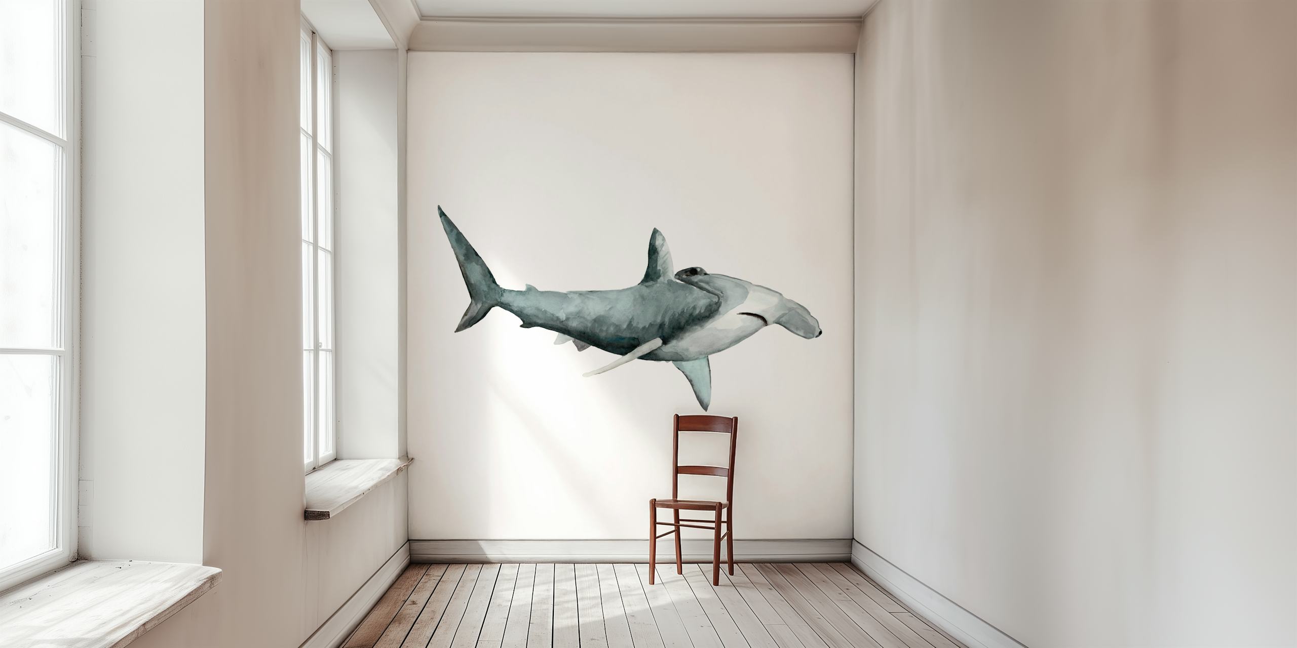 Watercolor hammerhead shark illustration wallpaper
