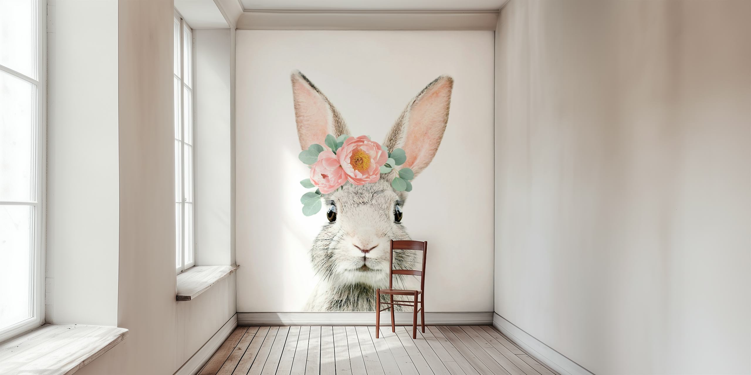 Flower Bunny wallpaper featured in a room