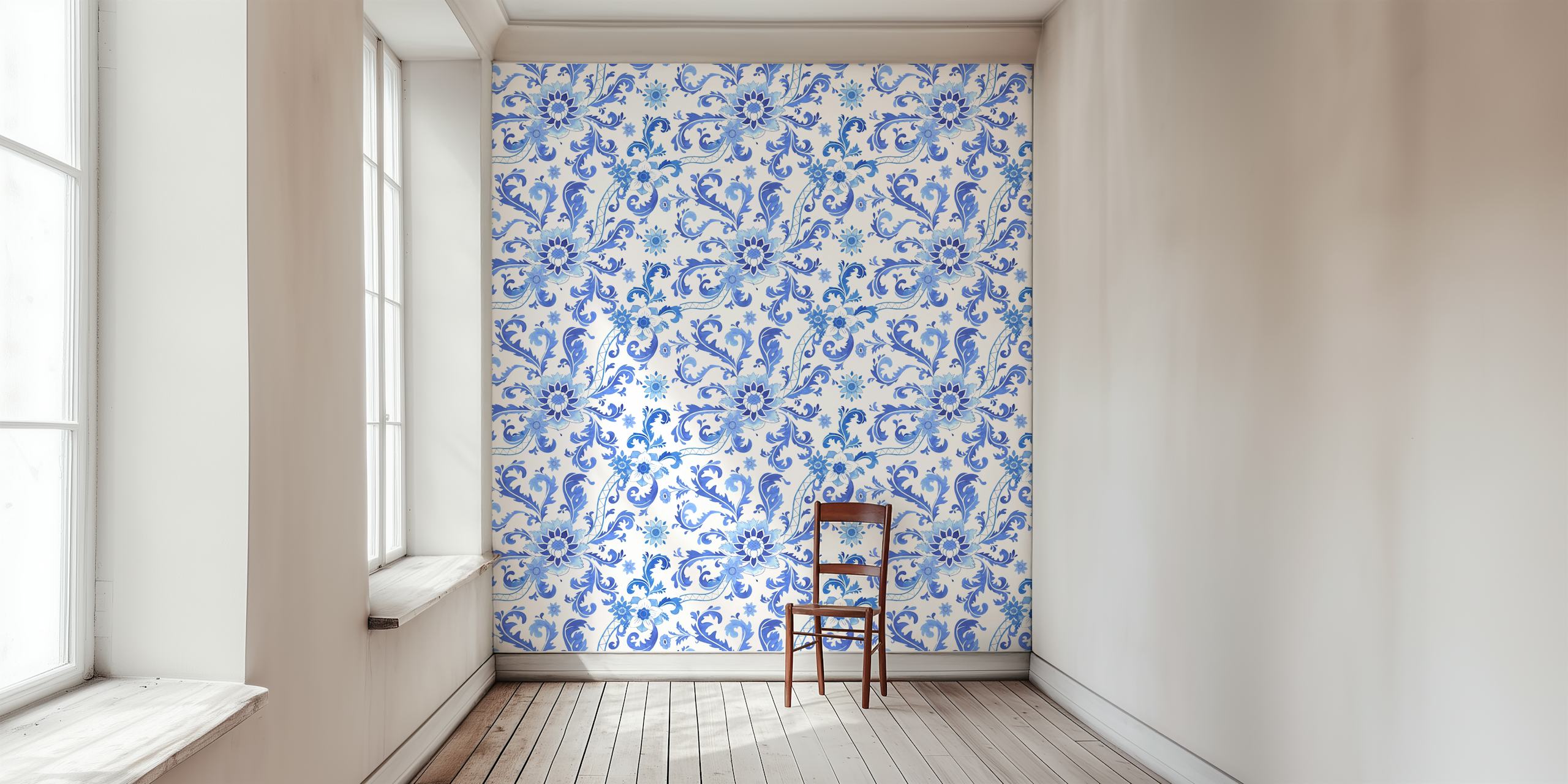 Blue Chinoiserie Chic wallpaper design