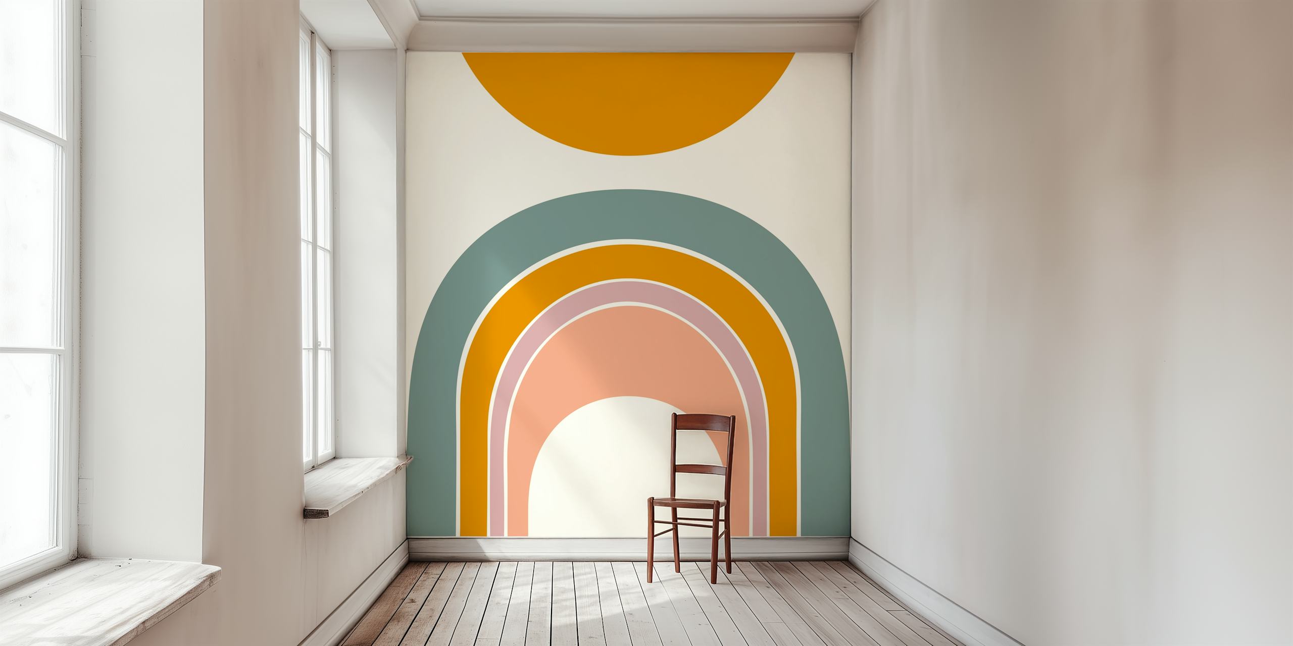 Sun and Rainbow wallpaper in a room