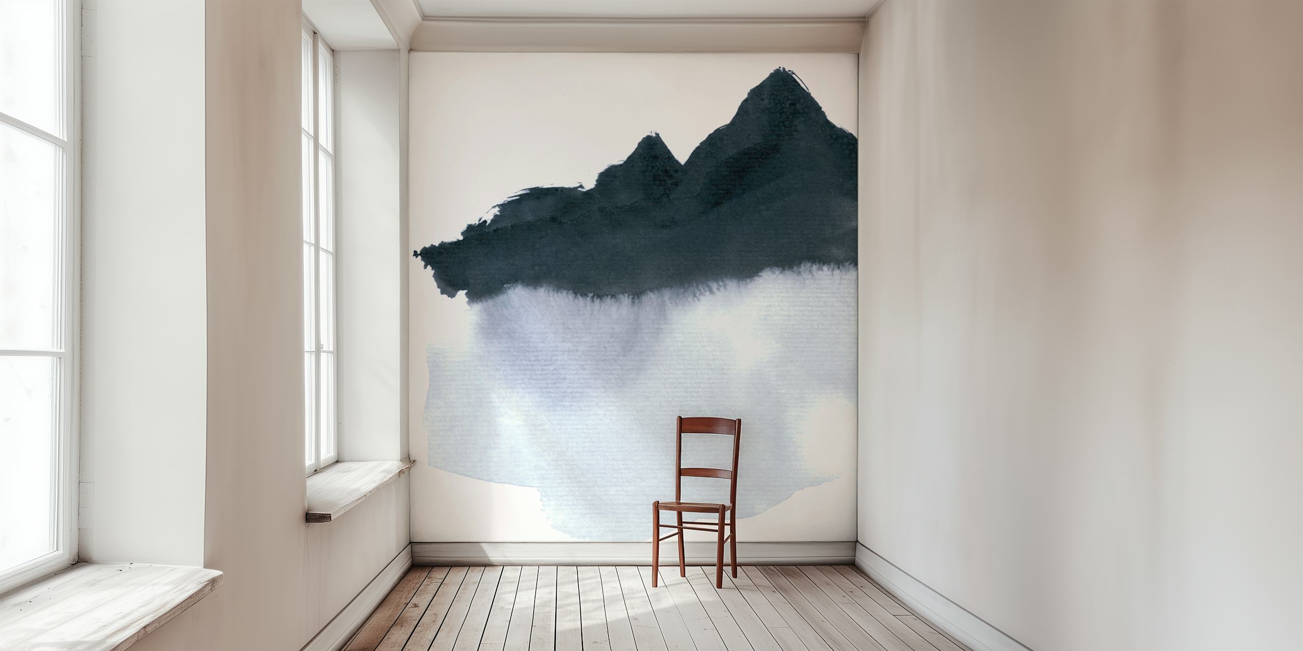 Papel de parede Mountainscape minimal em um quarto
