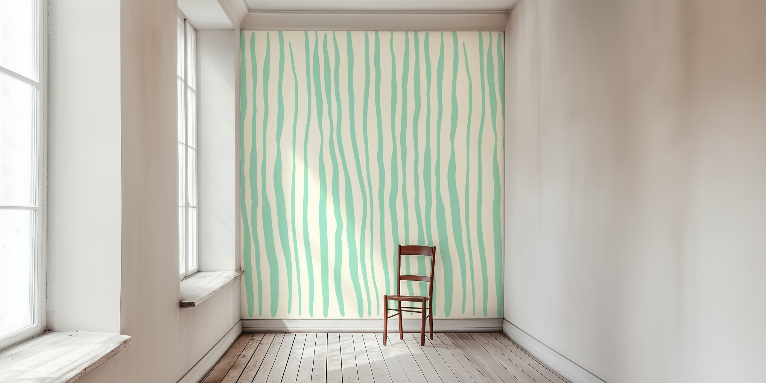 Papier peint Pastel aqua and cream lines dans une pièce