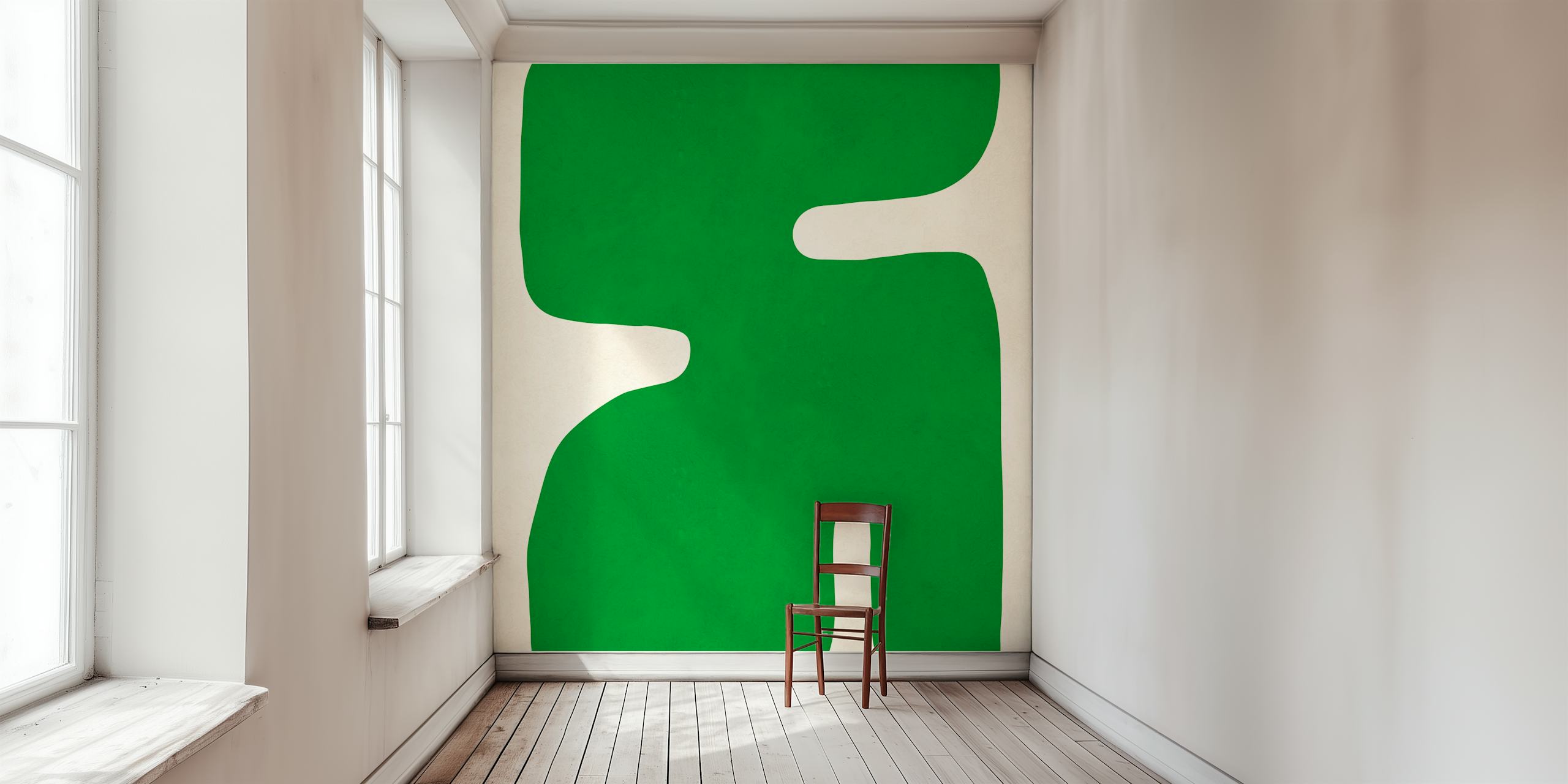 Papier peint mural Forme abstraite verte sur fond blanc