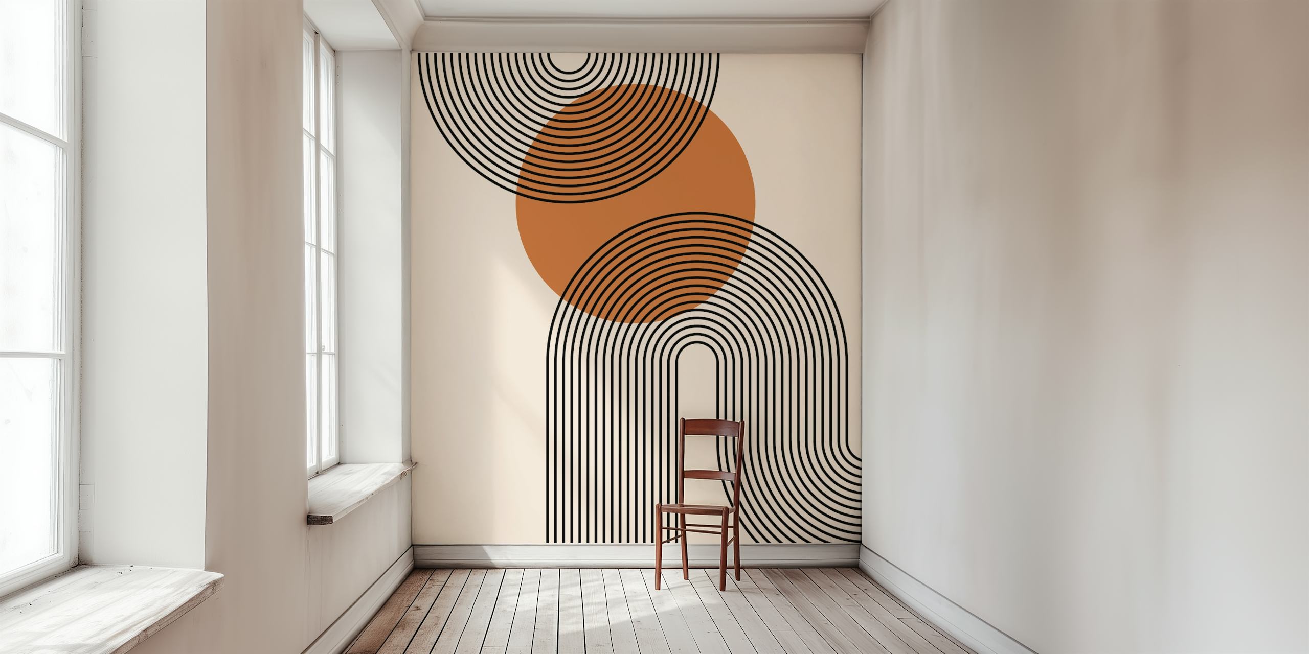 Curved Line Art Decor tapet i stilfull inredning