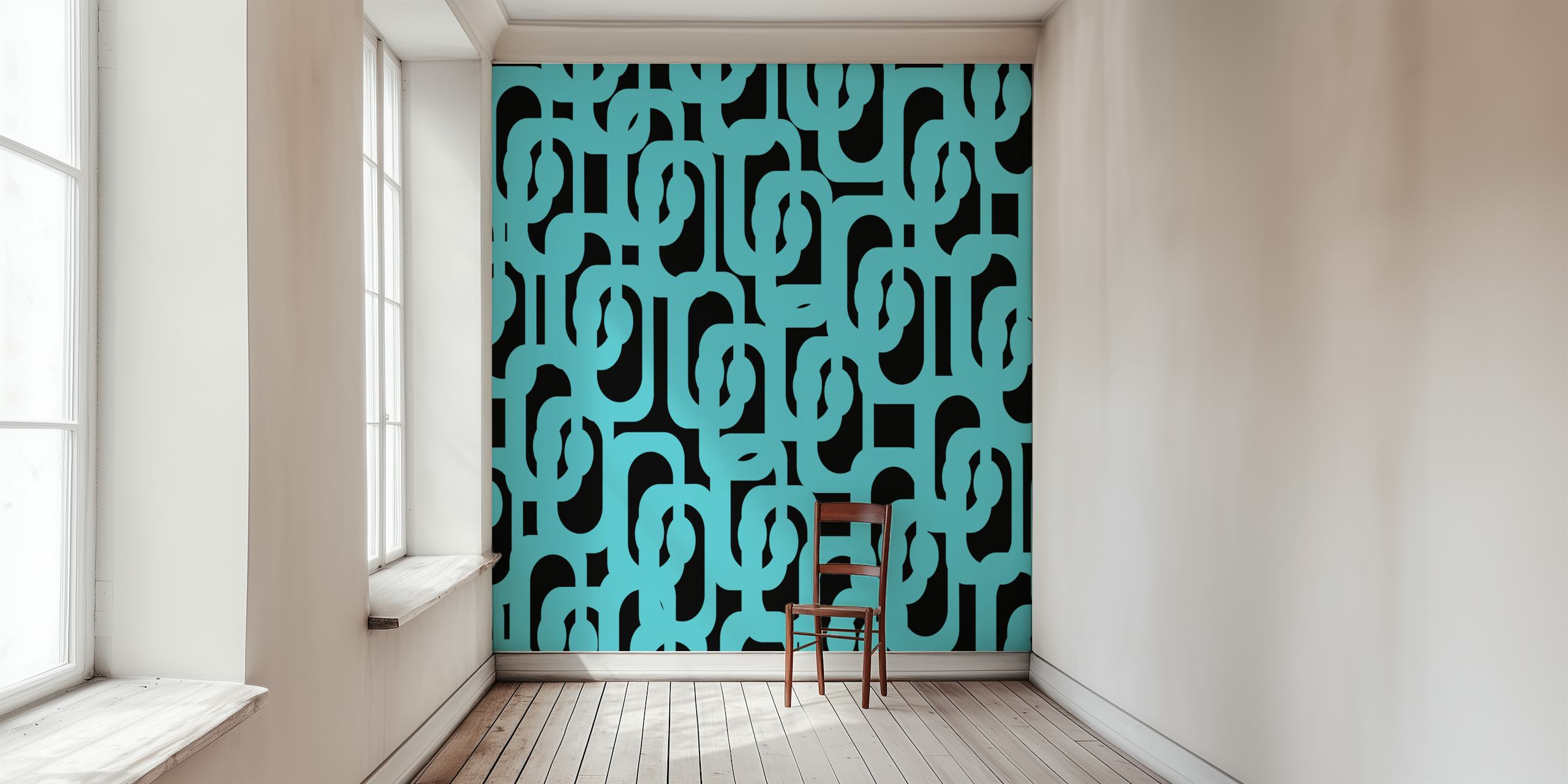 Papel de parede Mid-Century Modern Loops em um quarto