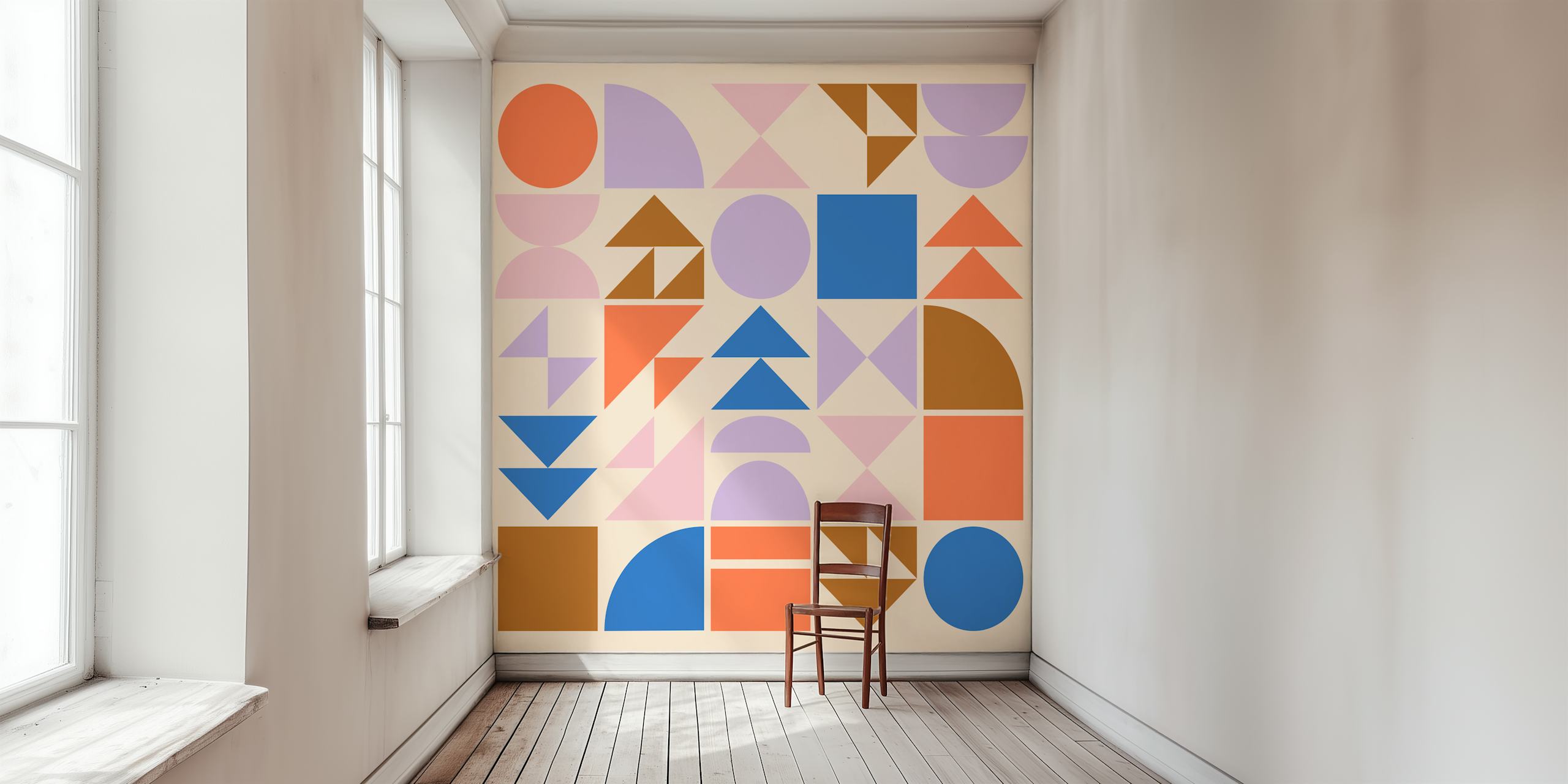 Colorful Geometric Shapes carta da parati in una stanza