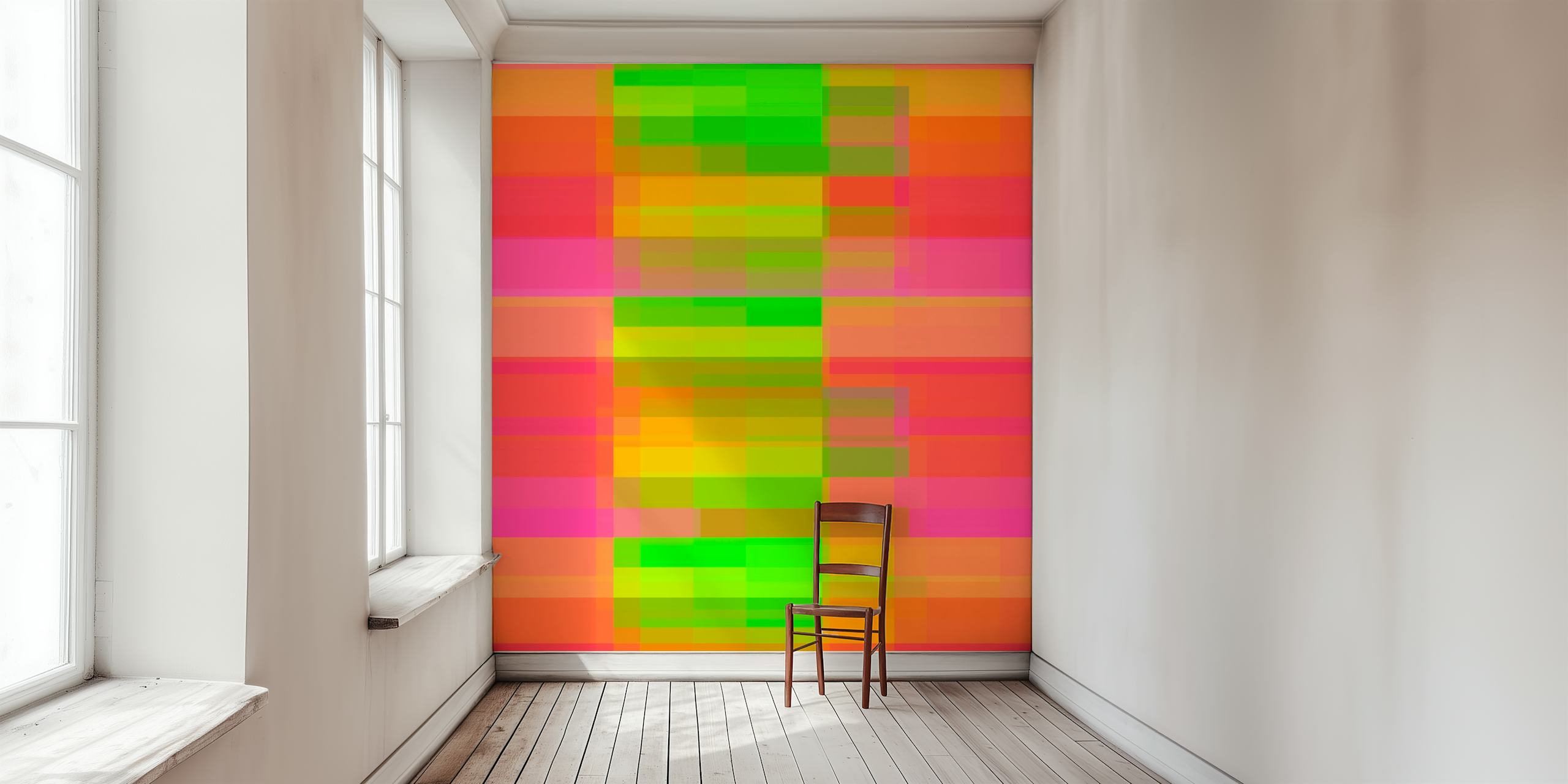 Pixelated Rainbow Bliss wallpaper in a room