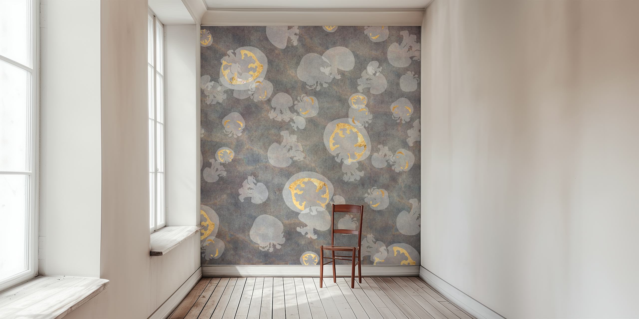 Papel pintado con patrón de Tidelands jellyfish en lavanda gris