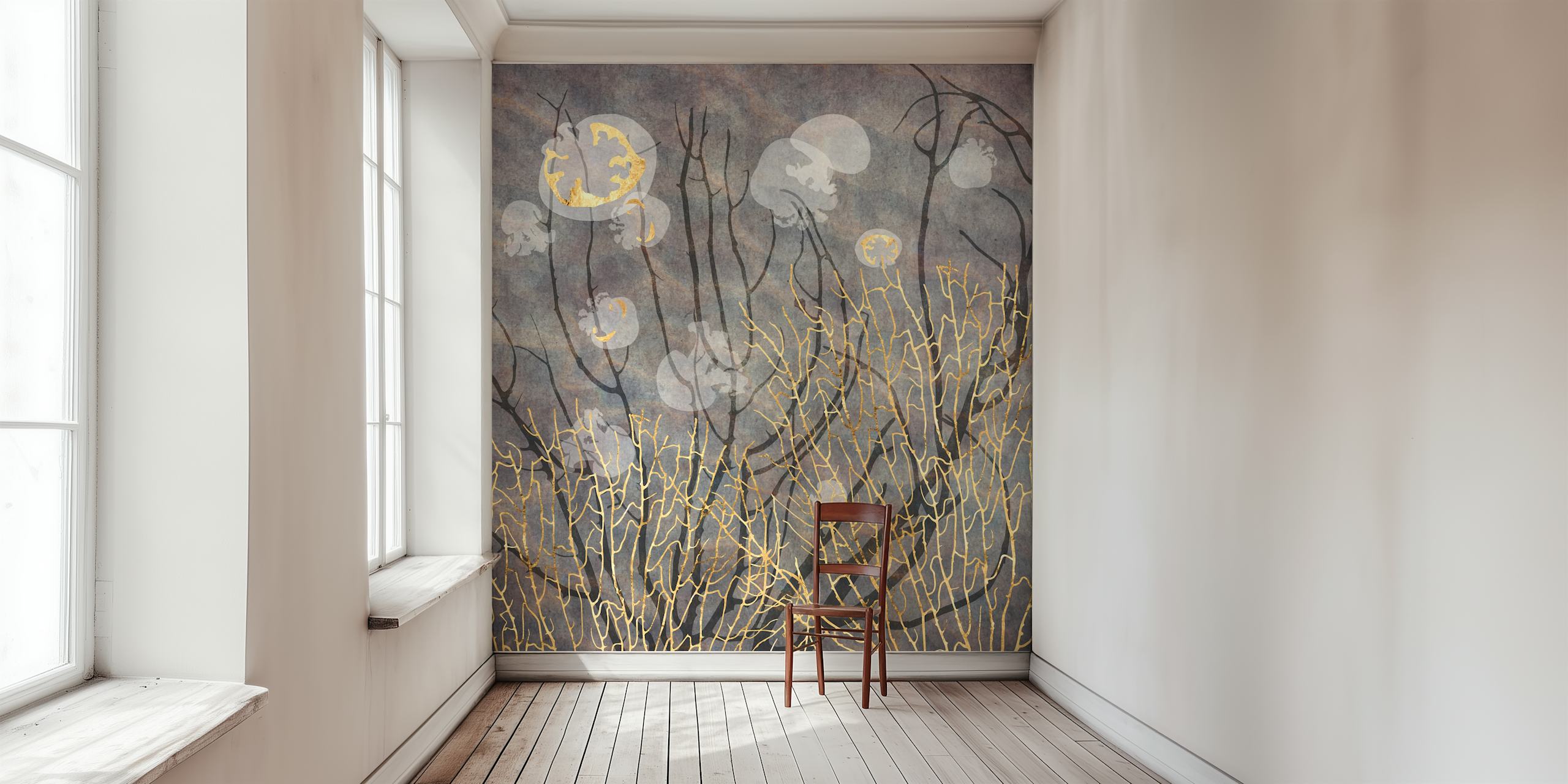 Sea Fan and Jellyfish wallpaper in lavender