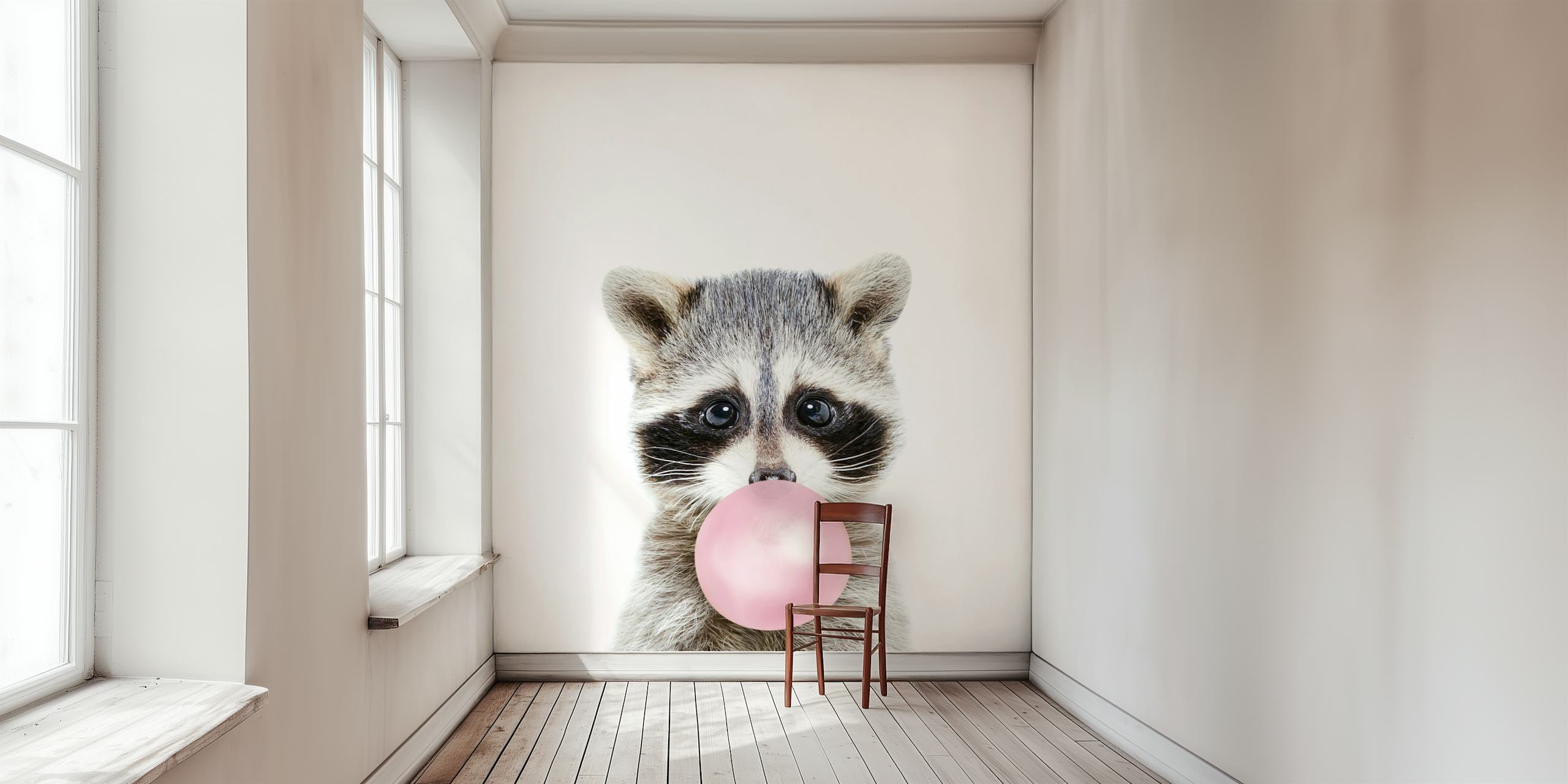 Bubble Gum Raccoon wallpaper in a room