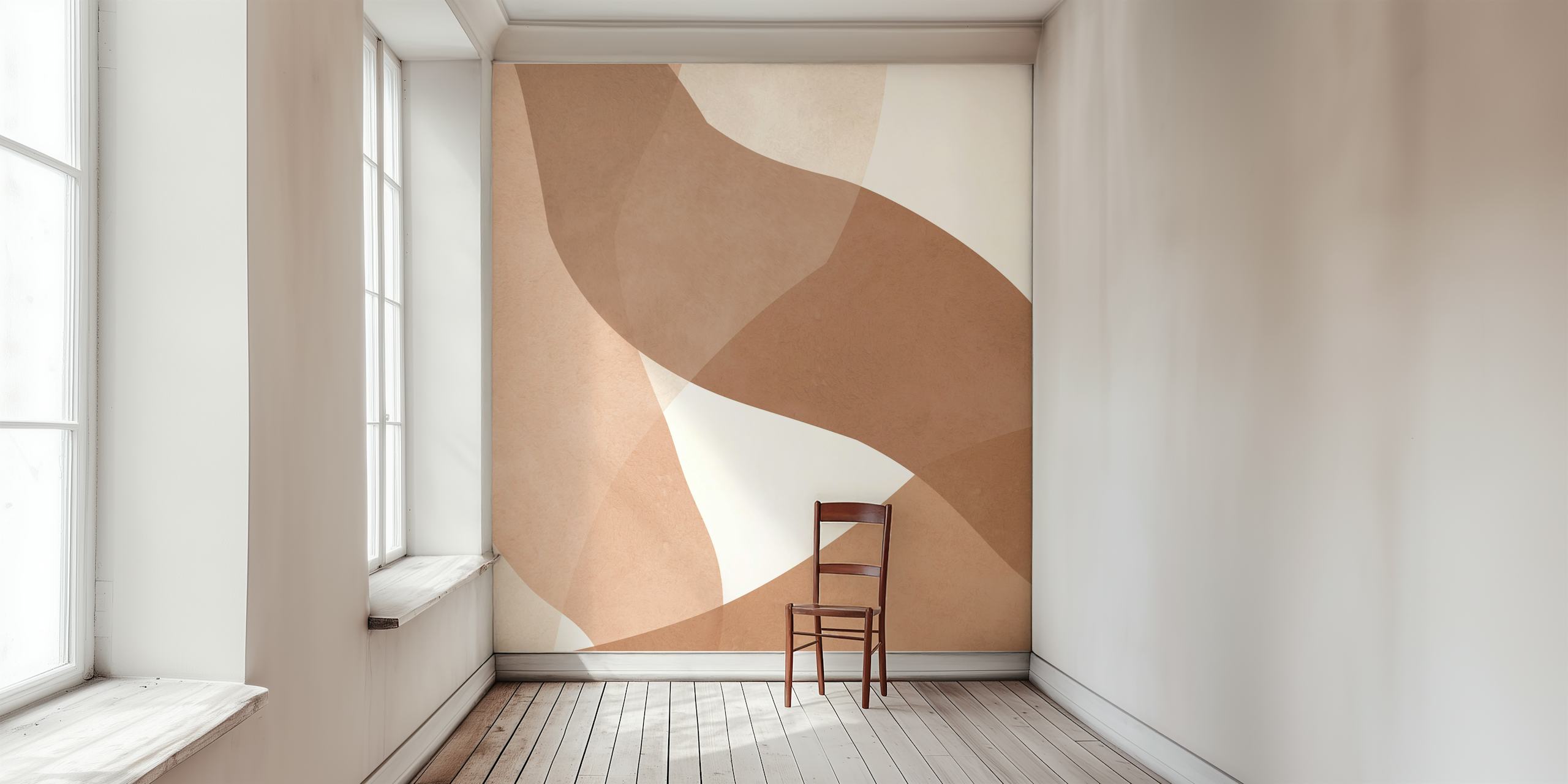 Beige Abstract Curves tapeta v pokoji