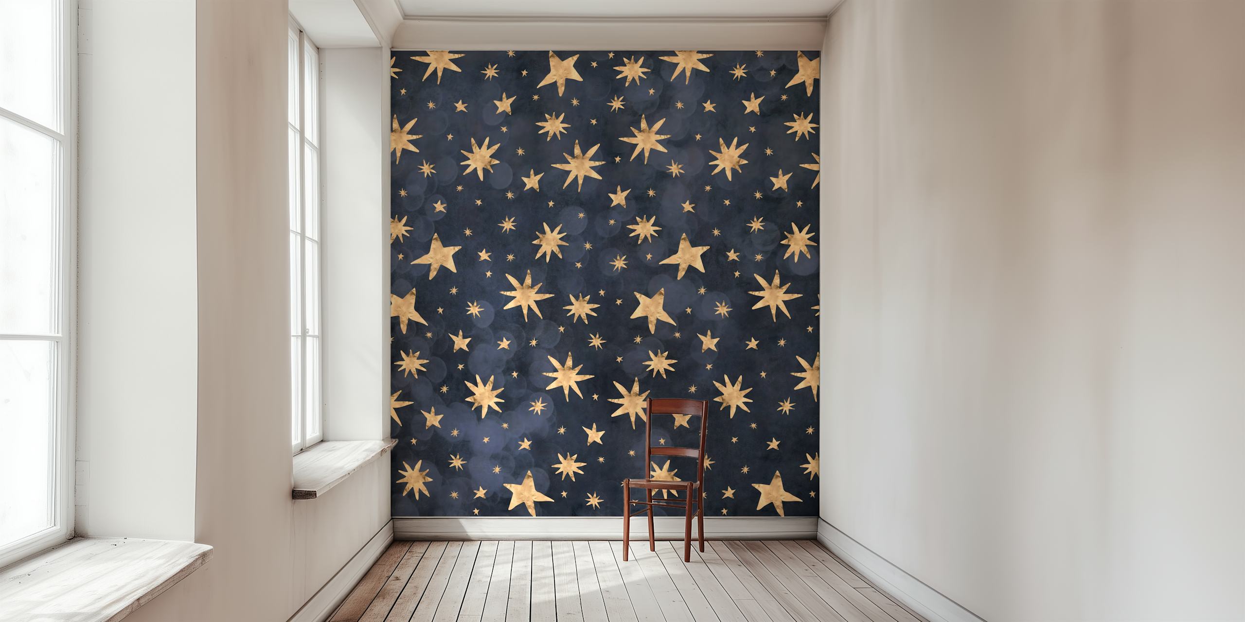 Starry Night Dark Blue wallpaper in a room