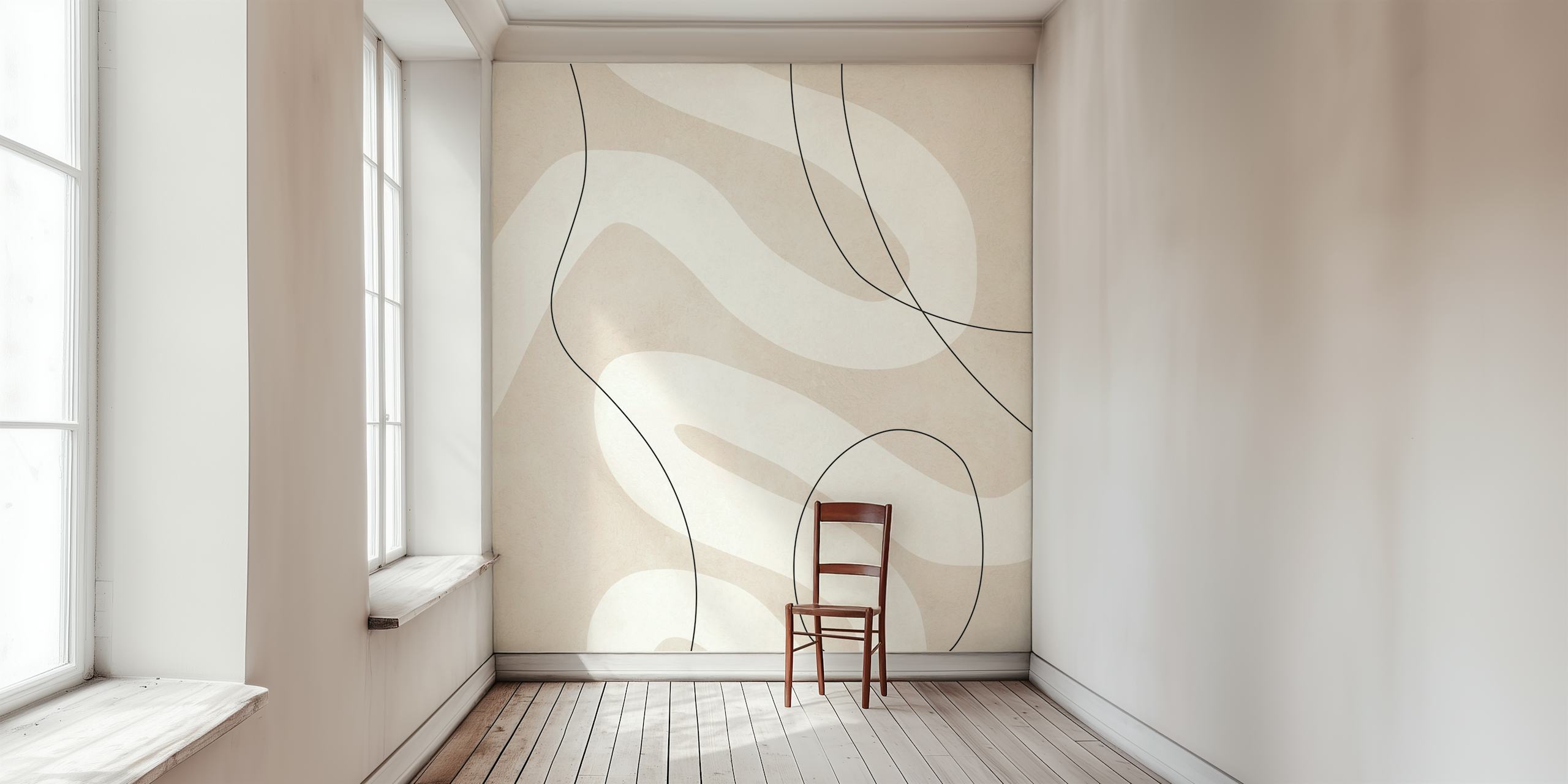 Minimalist Dune Curves wallpaper in a room