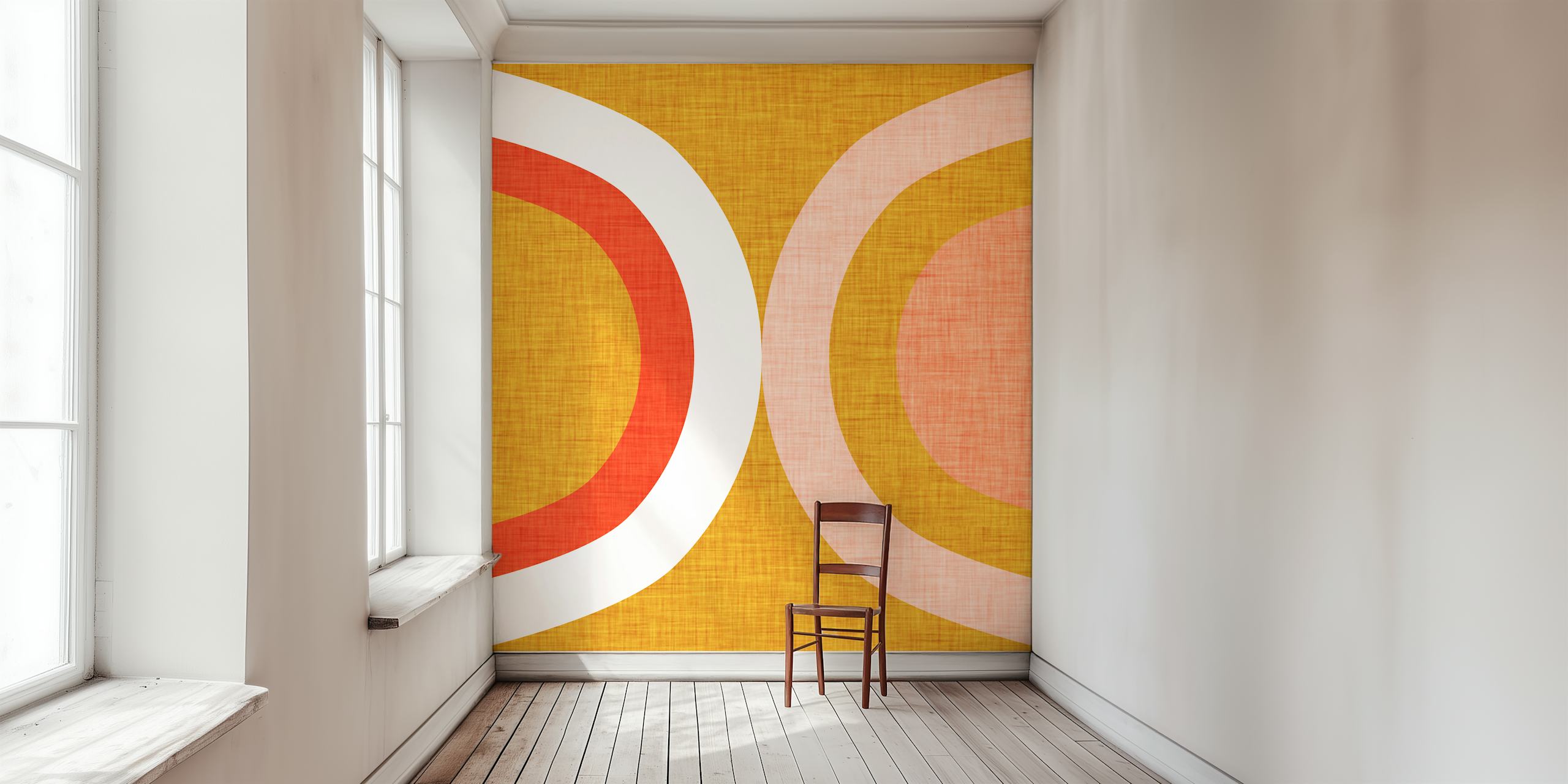 Géométrie colorée sur fond jaune, rouge et rose wallpaper