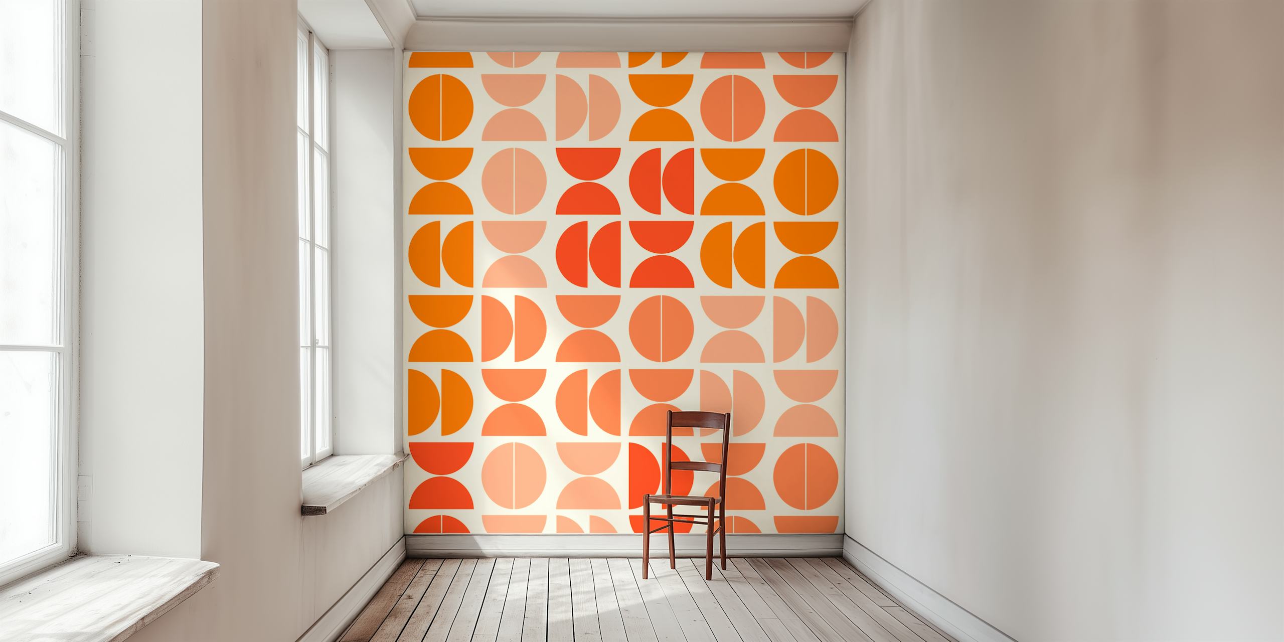 Geometric orange and pink pattern wallpaper