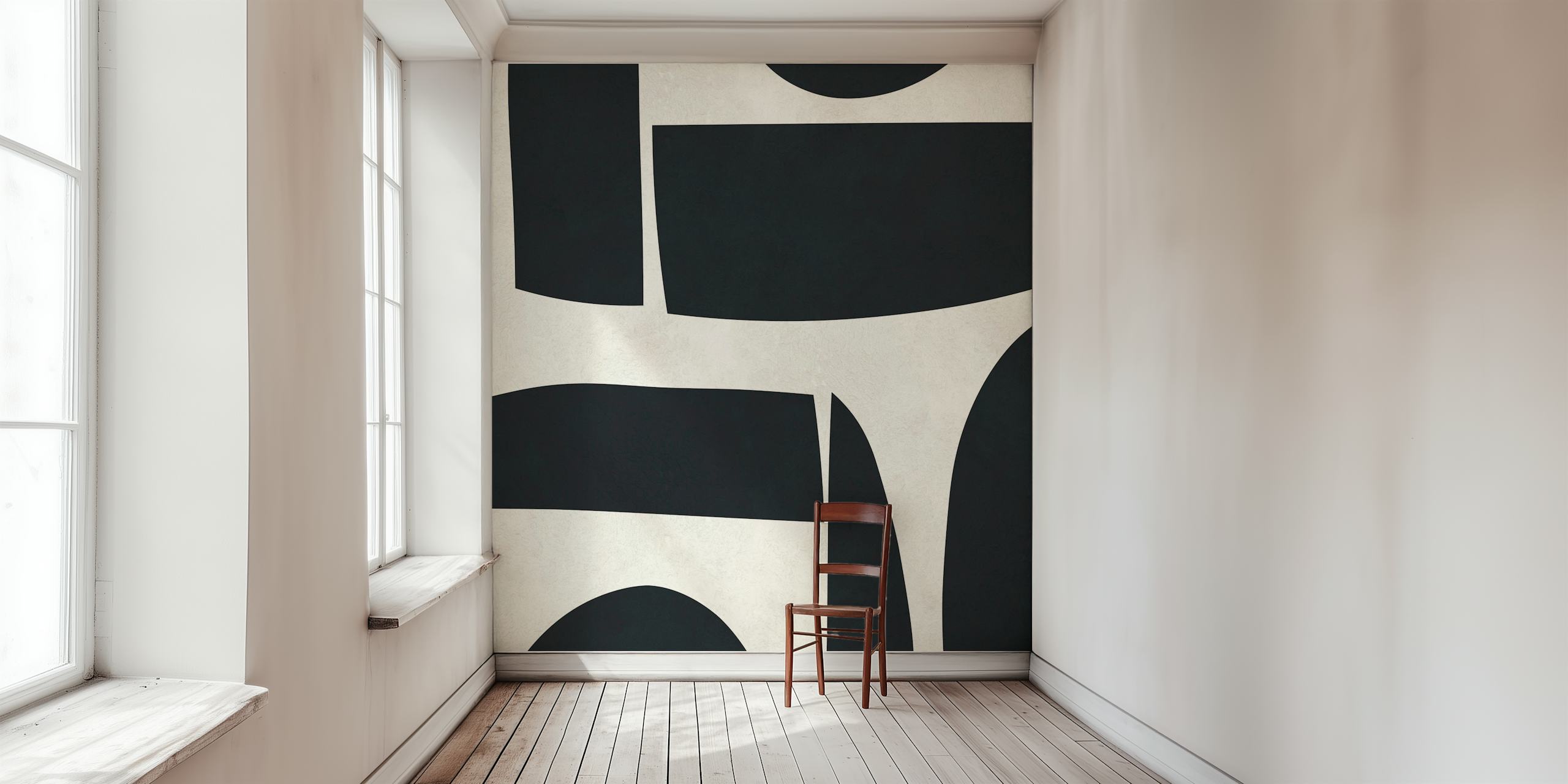 Black and cream geometric wallpaper design
