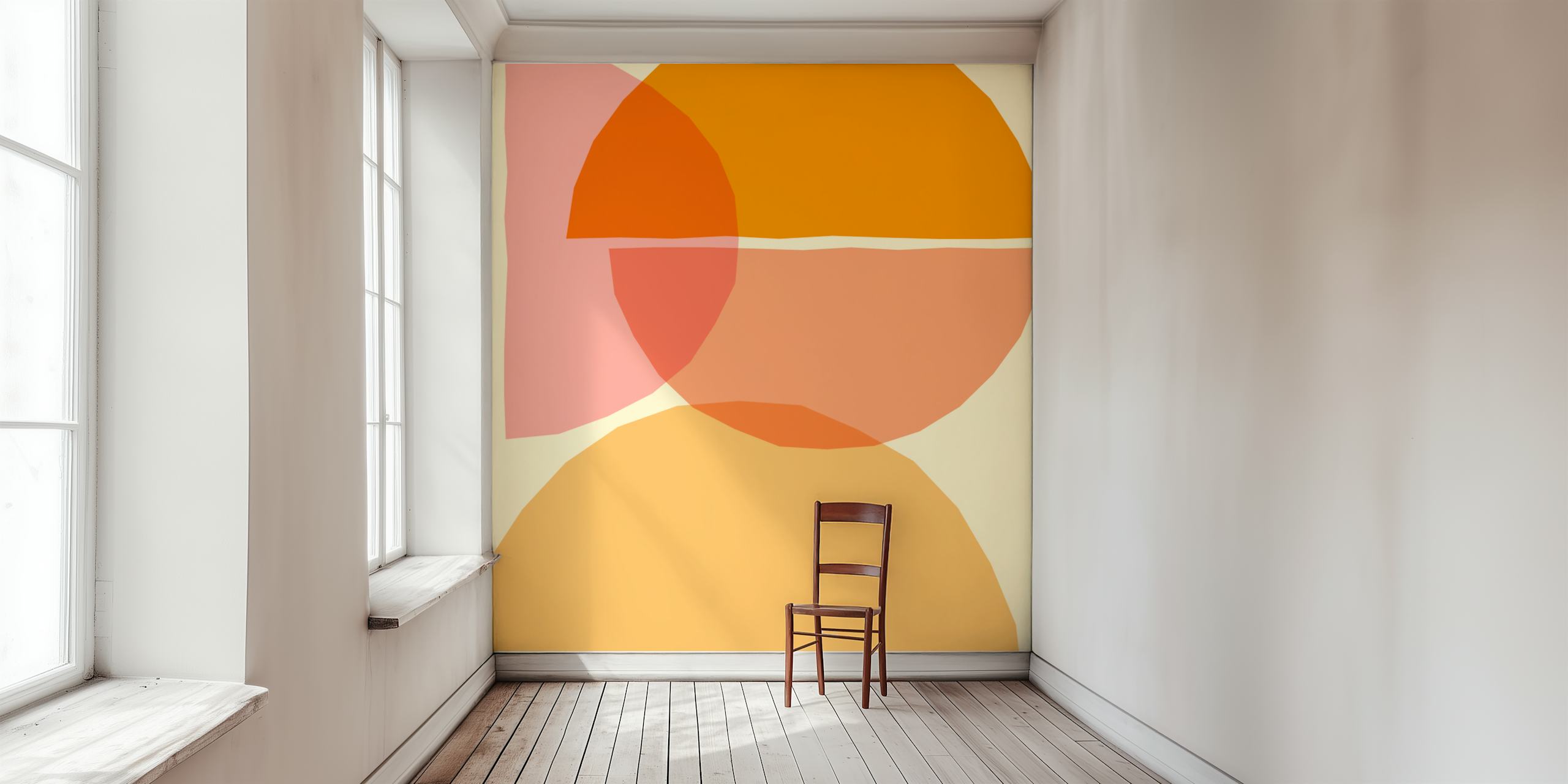 Abstract circle patterns in orange, pink, and peach colors wallpaper