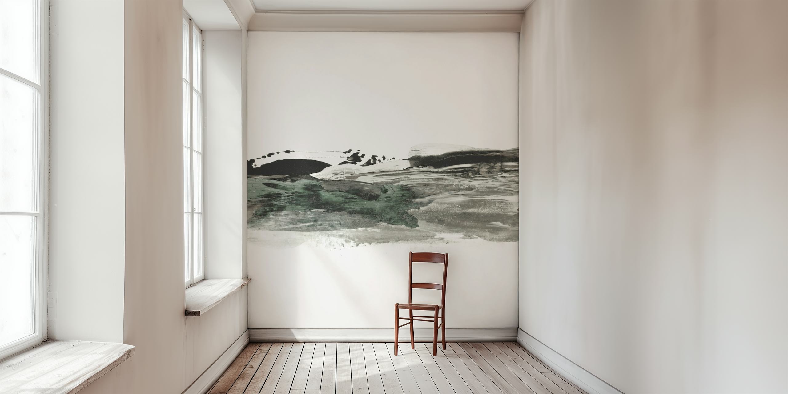 Minimalist Scenic Brushwork papier peint dans une pièce