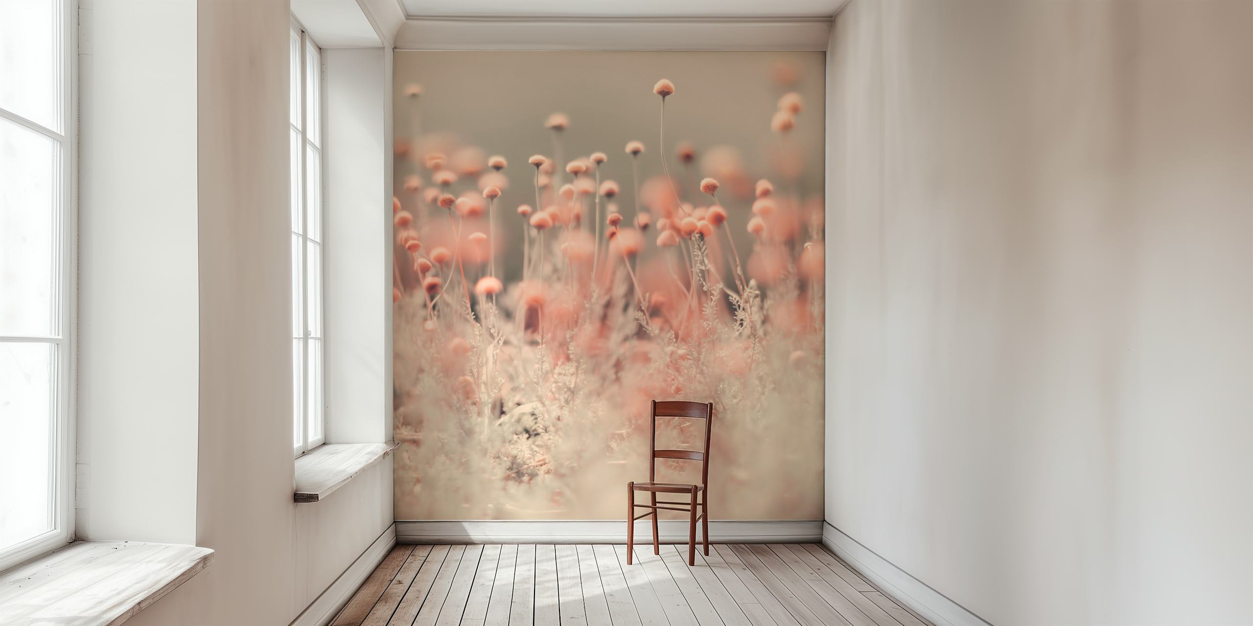 Pink wildflower wallpaper with delicate floral patterns