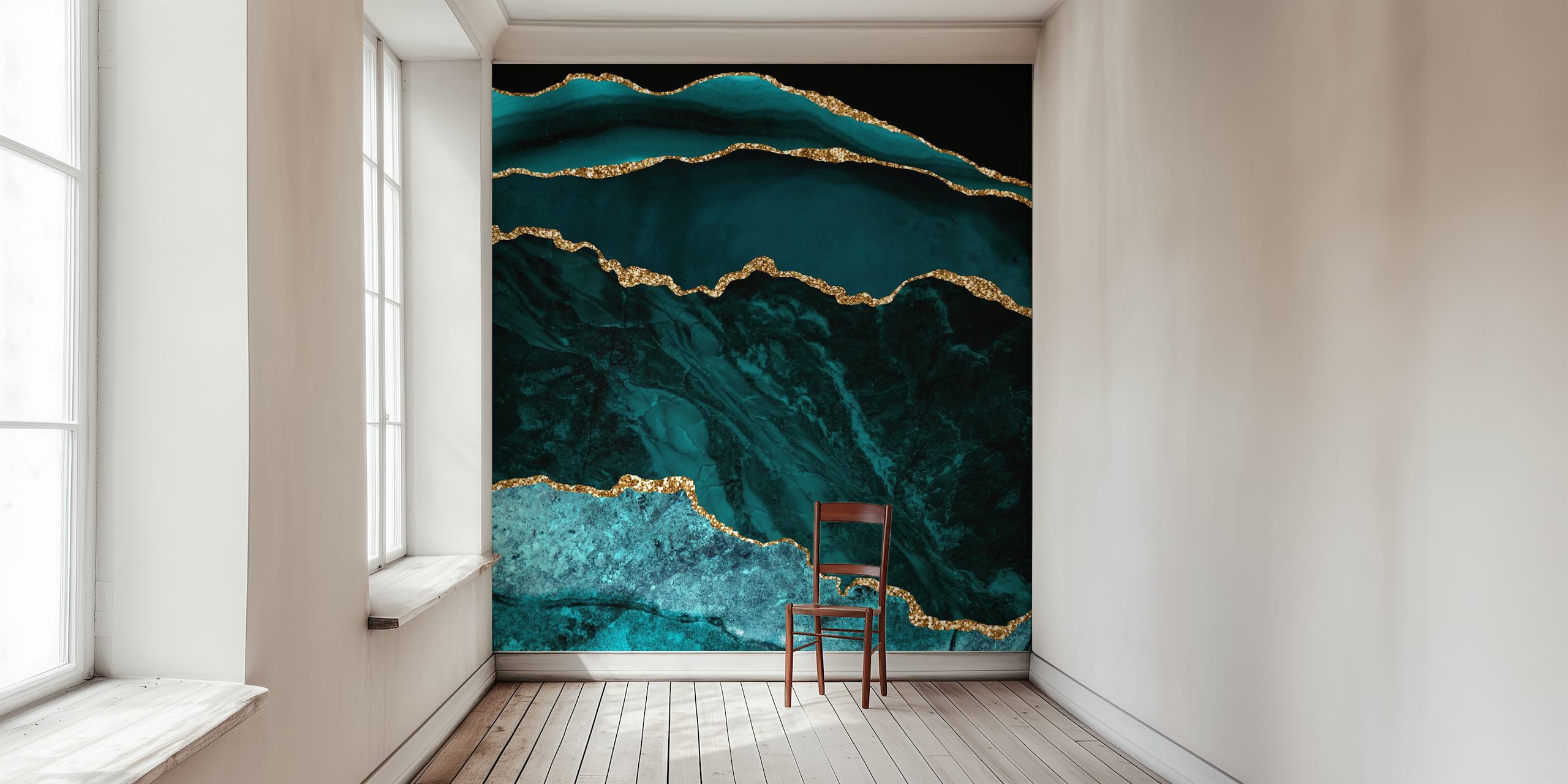 Moody Teal e Gold design astratto