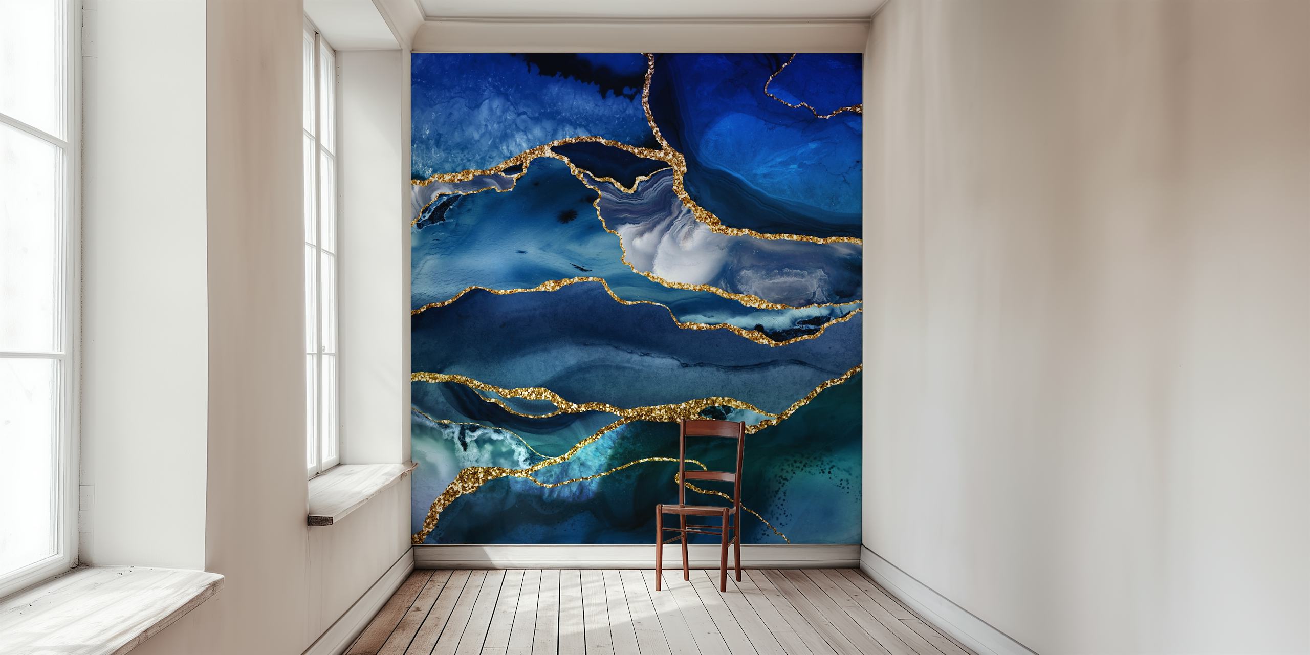 Tapeta Classic Blue Marble Mosaic w pokoju