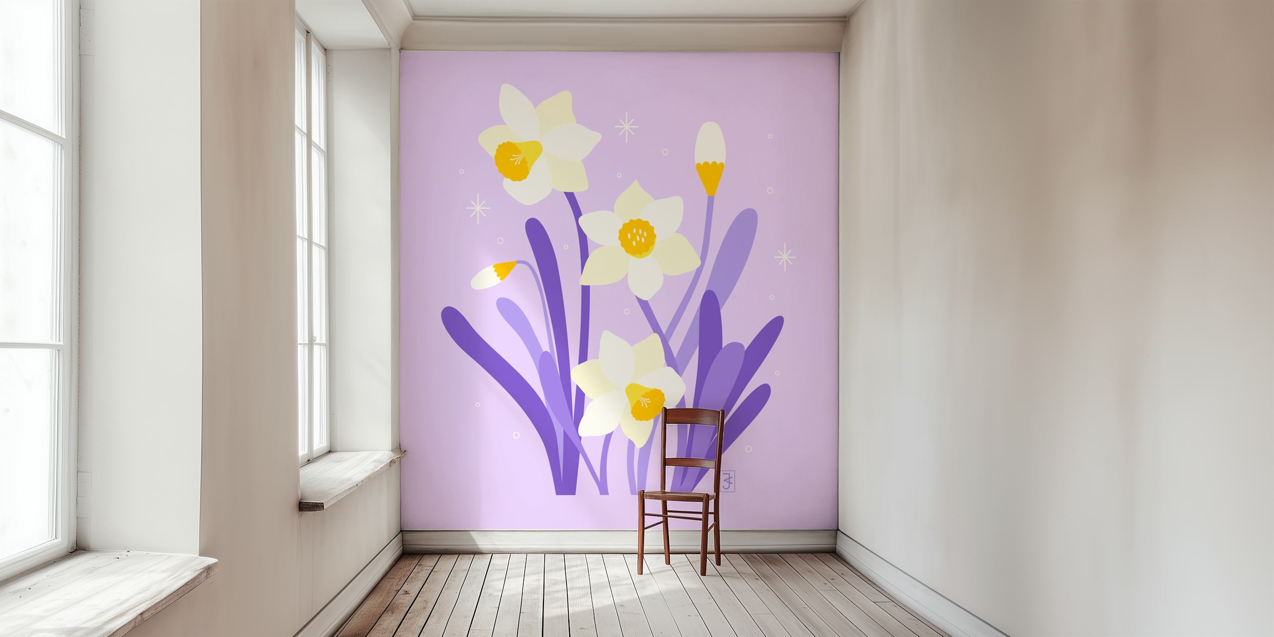 Daffodil light wallpaper in a room setting