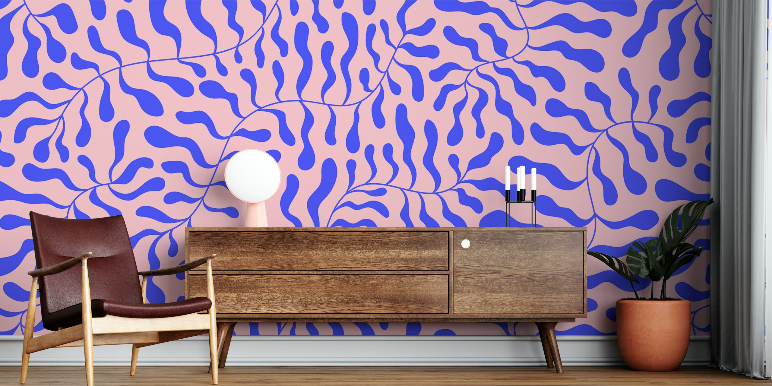 Papel pintado Whimsical Floral Print en una habitación
