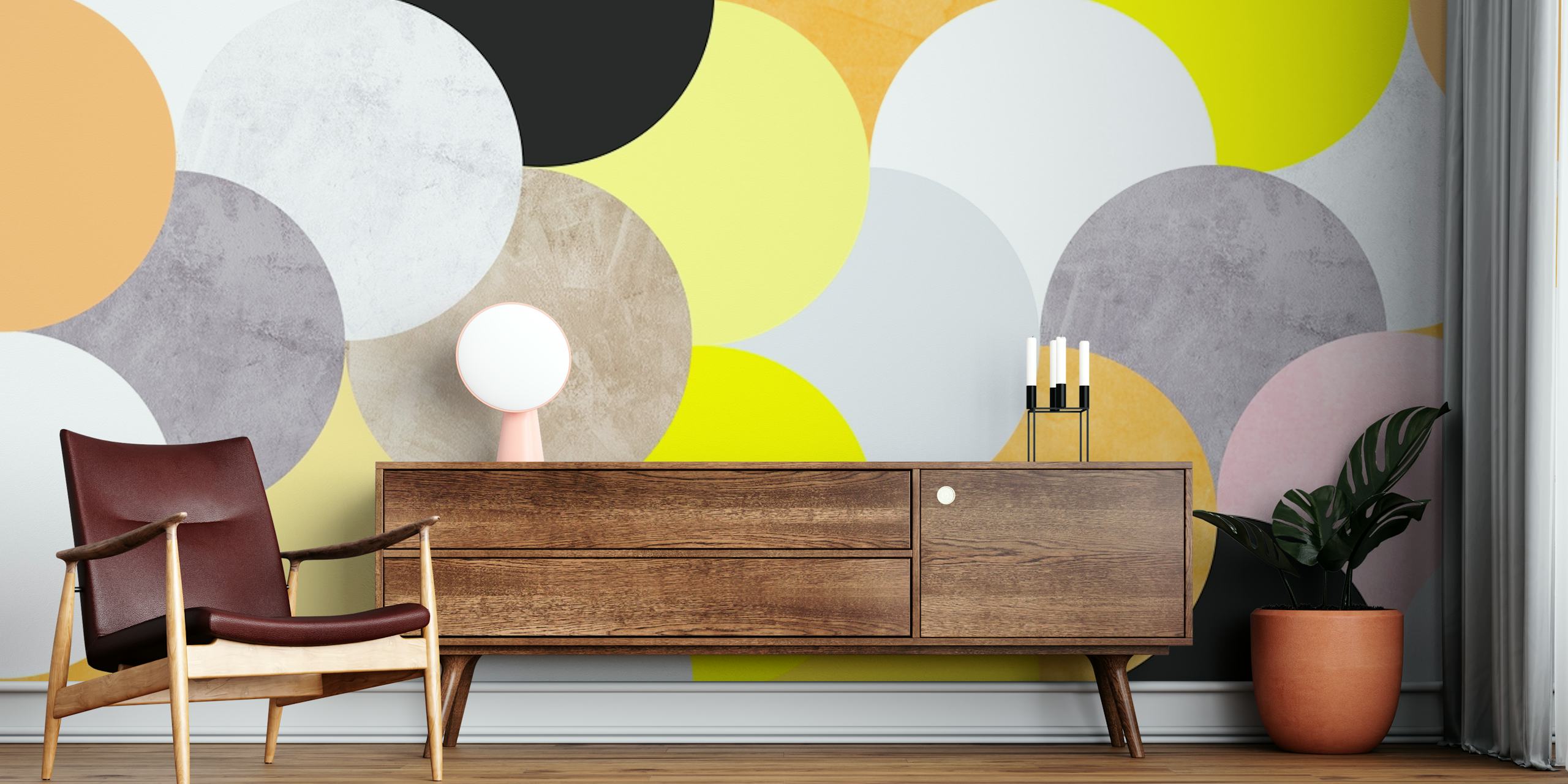 Värikäs Circle Art design wallpaper huoneessa