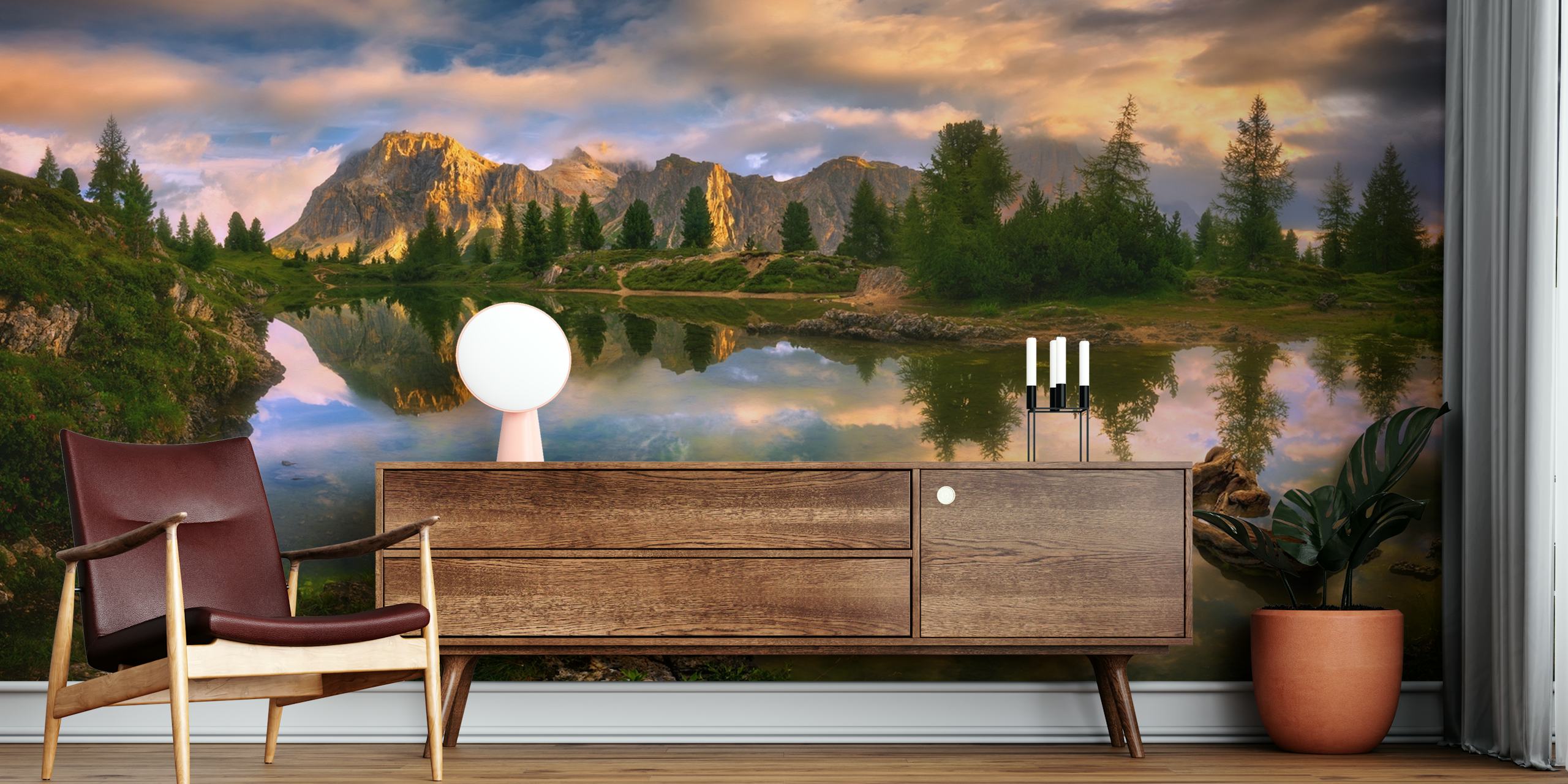 Limides behang dat een rustige natuurlijke scène afbeeldt