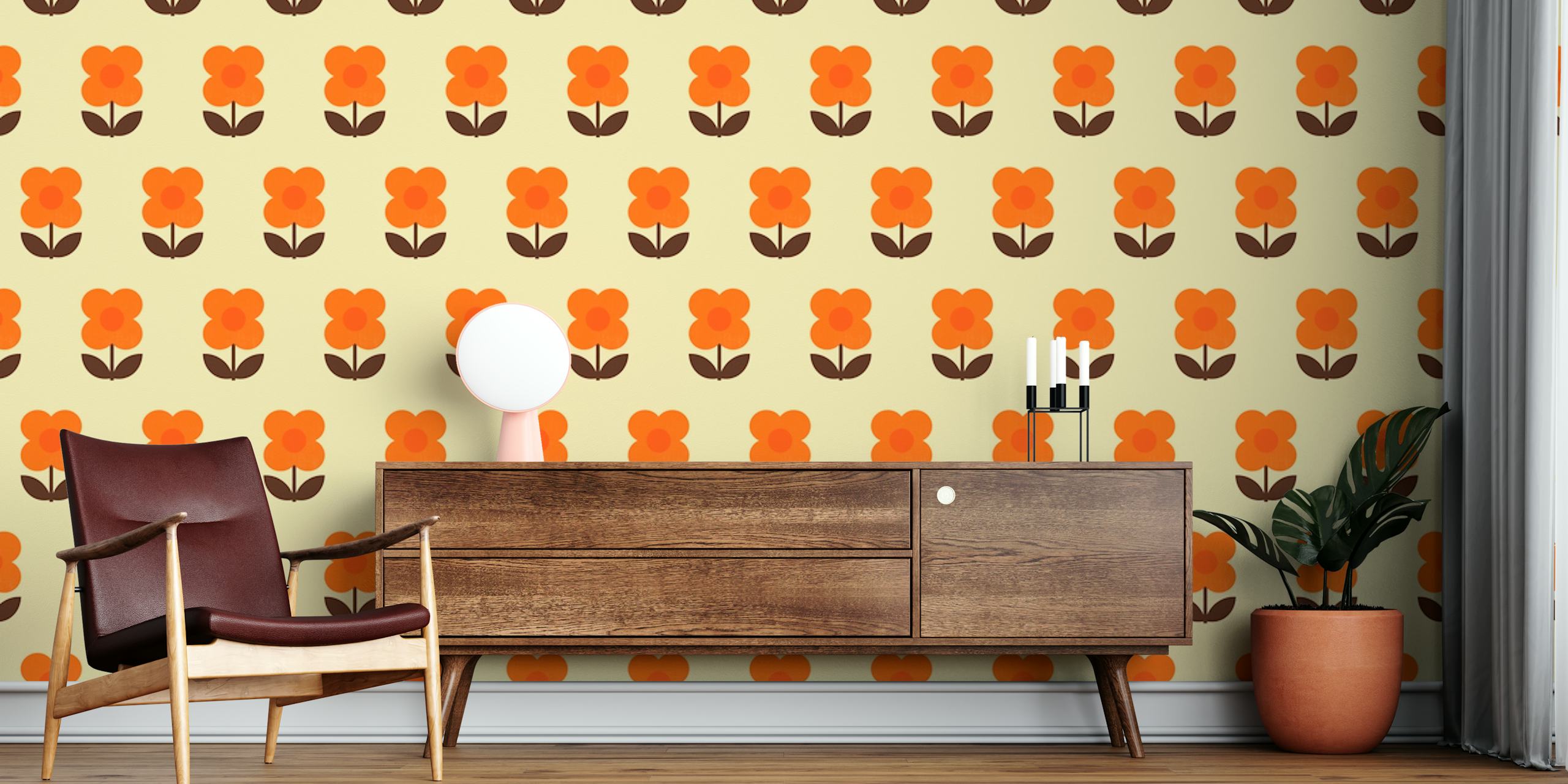 70s Flower Pattern II wallpaper in a room