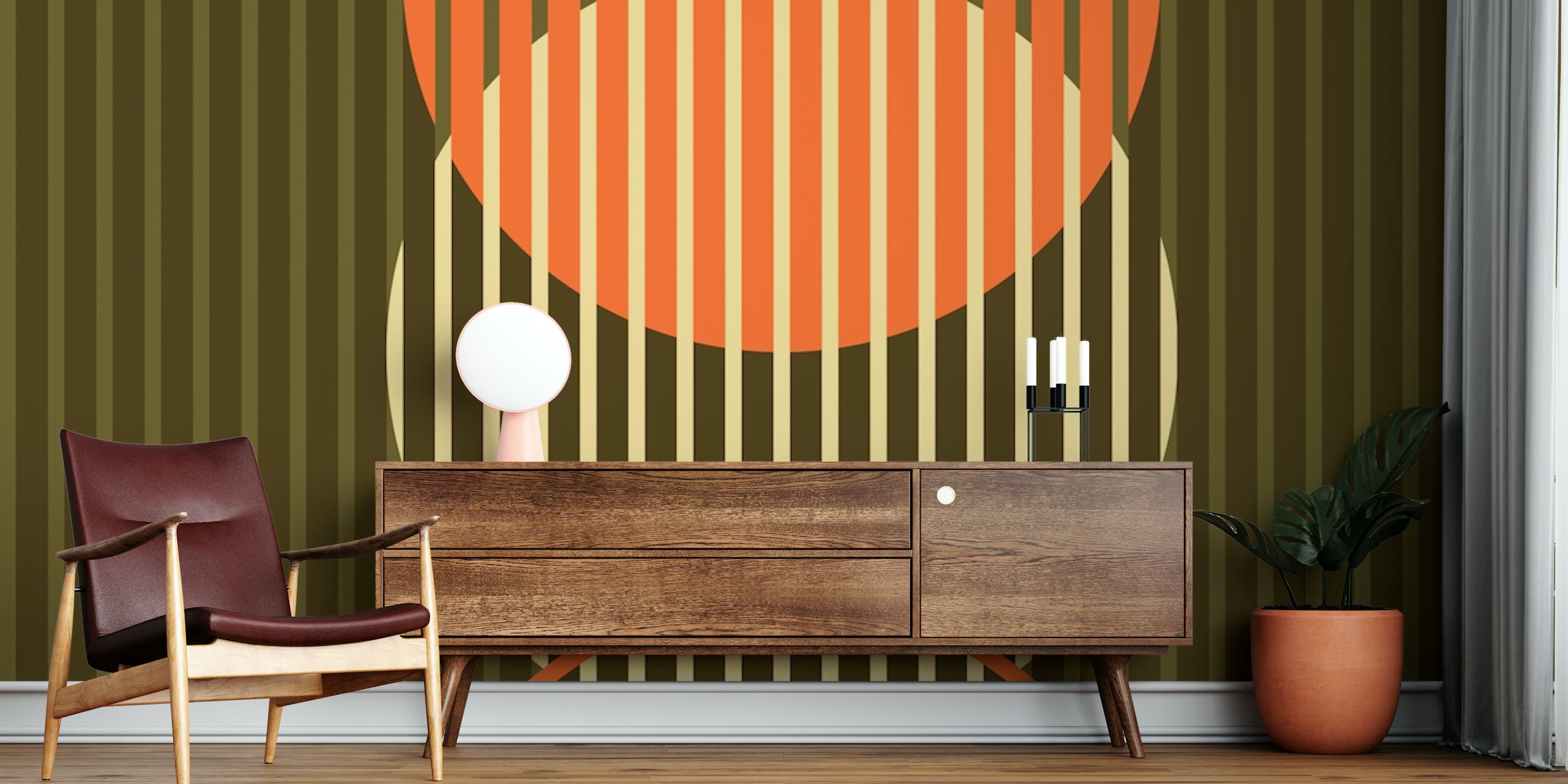 Rising geometric circles - orange & brown - 2 Tapete