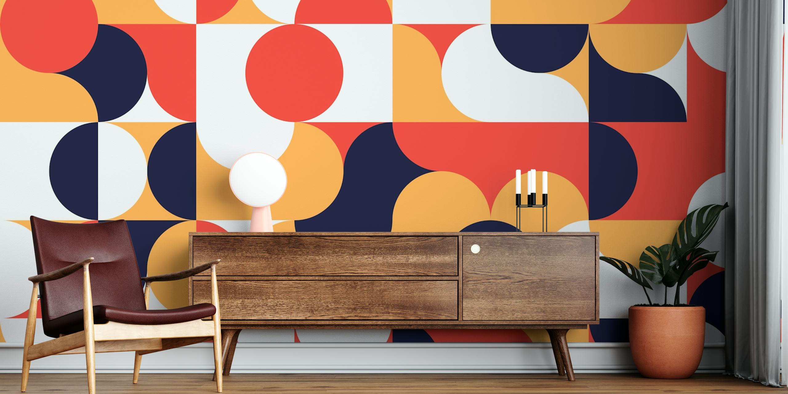 Papier peint Bauhaus Graphics dans une pièce moderne