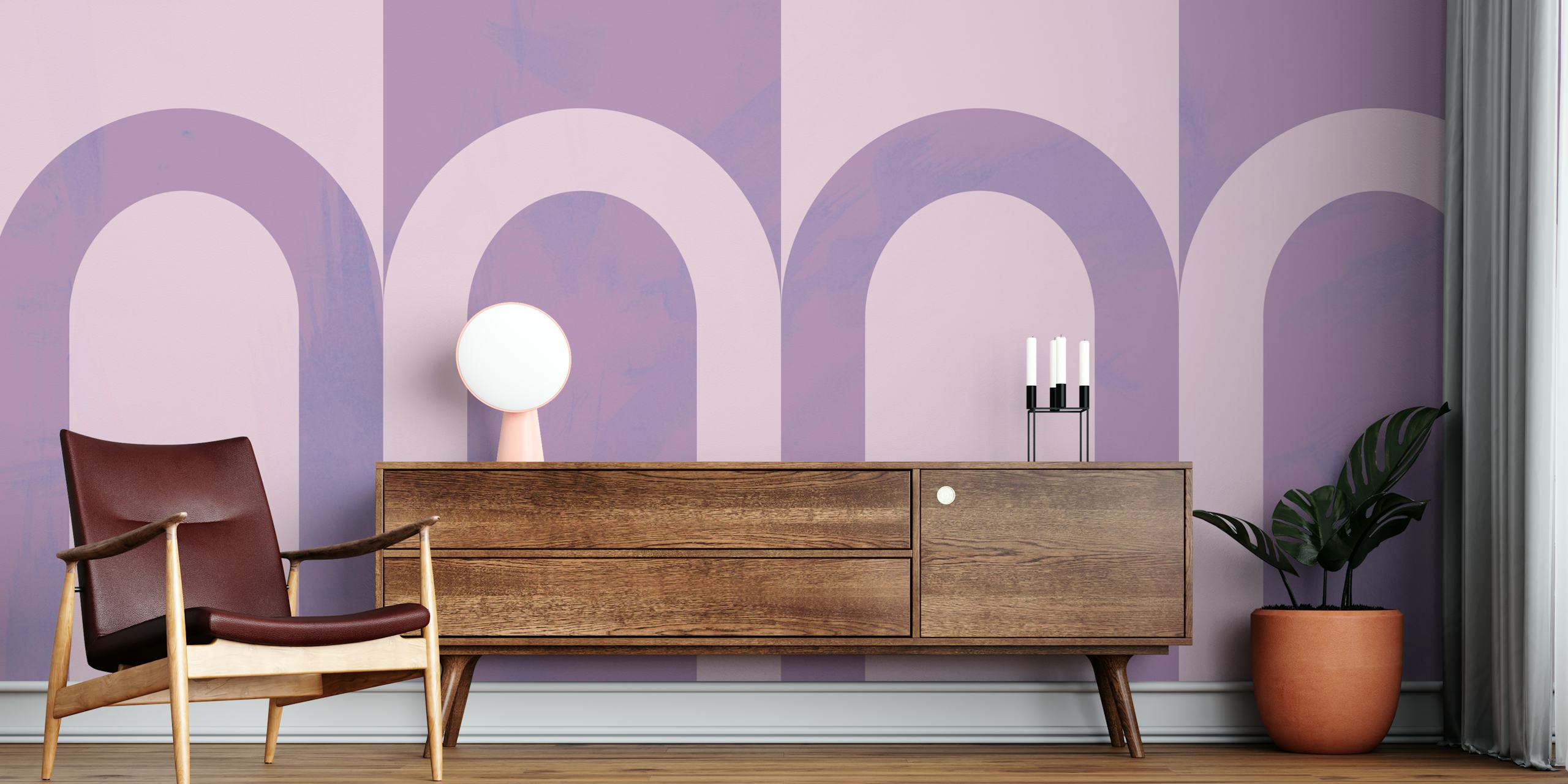 Papel tapiz Soft Violet Arches en una habitación