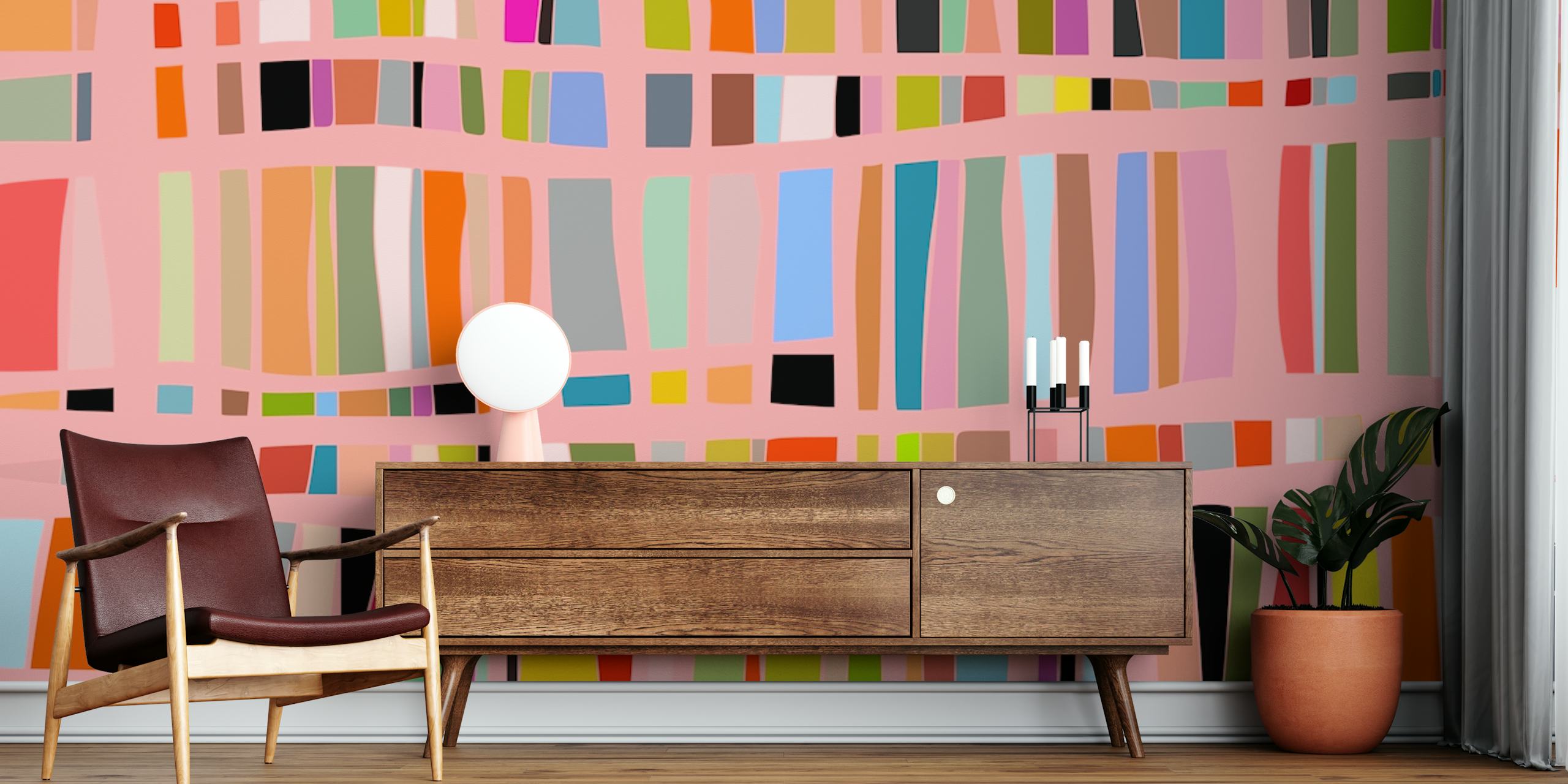 Tapeta Mosaic Color Lines 2 w pokoju