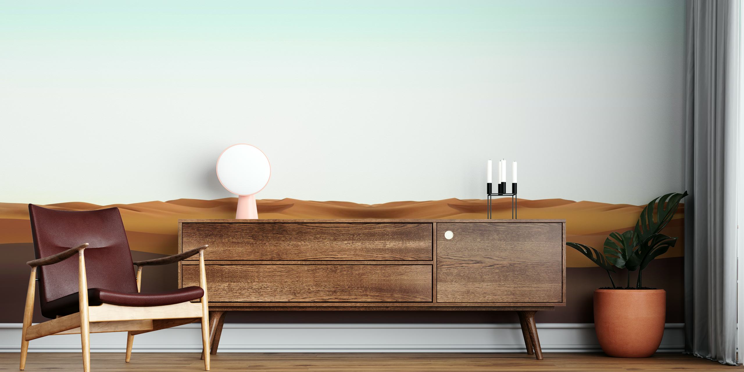 Warm brown desert landscape with soft rolling hills wallpaper