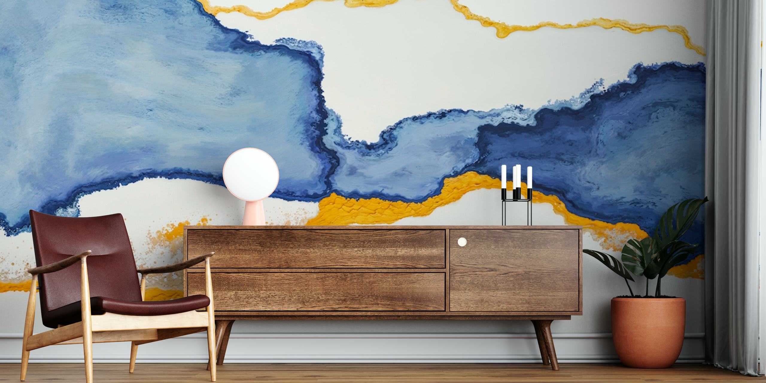 Tapeta Majestic Blue Flow u sobi