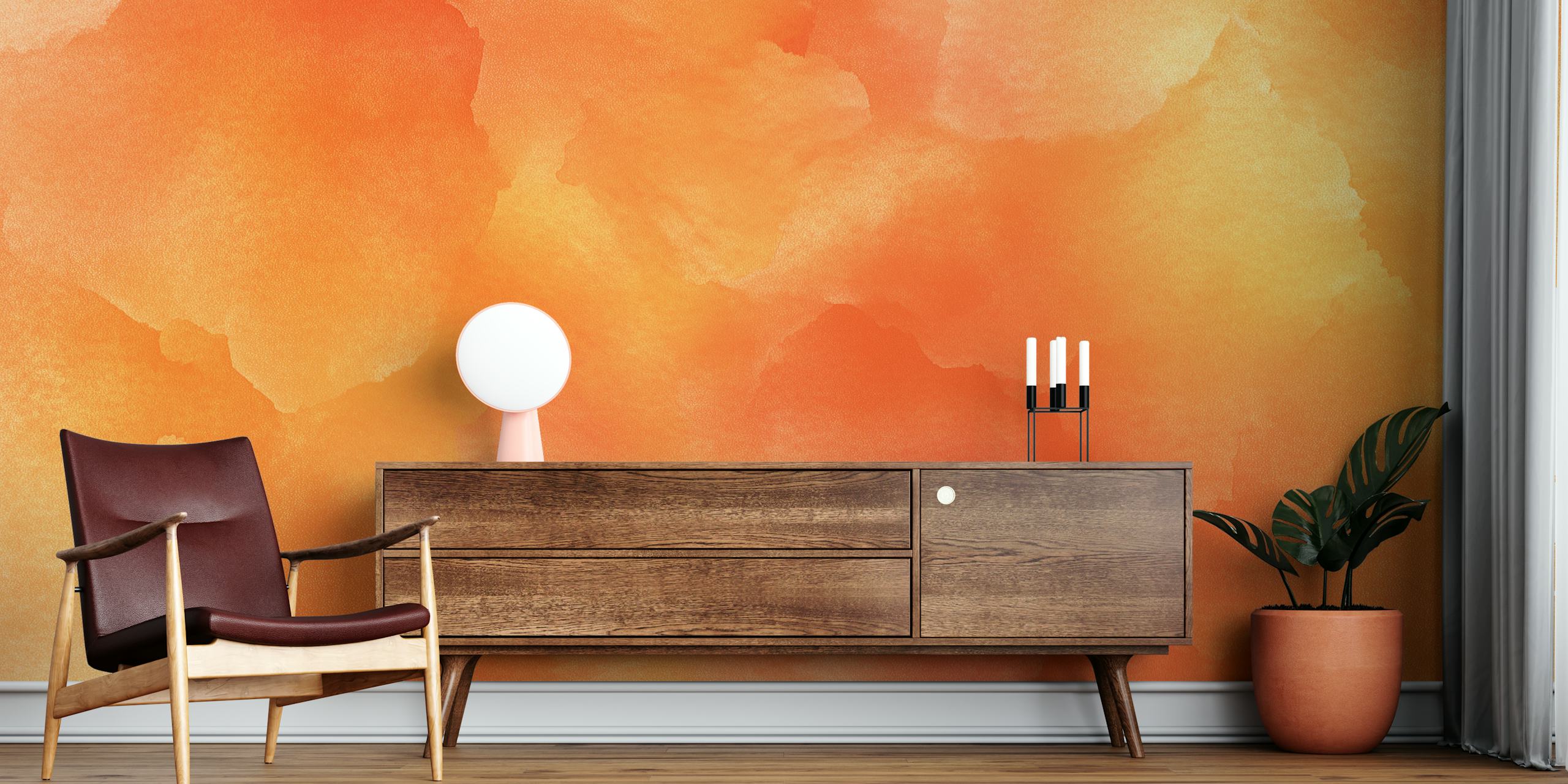 Orange Abstract Petals ταπετσαρία σε έναν χώρο